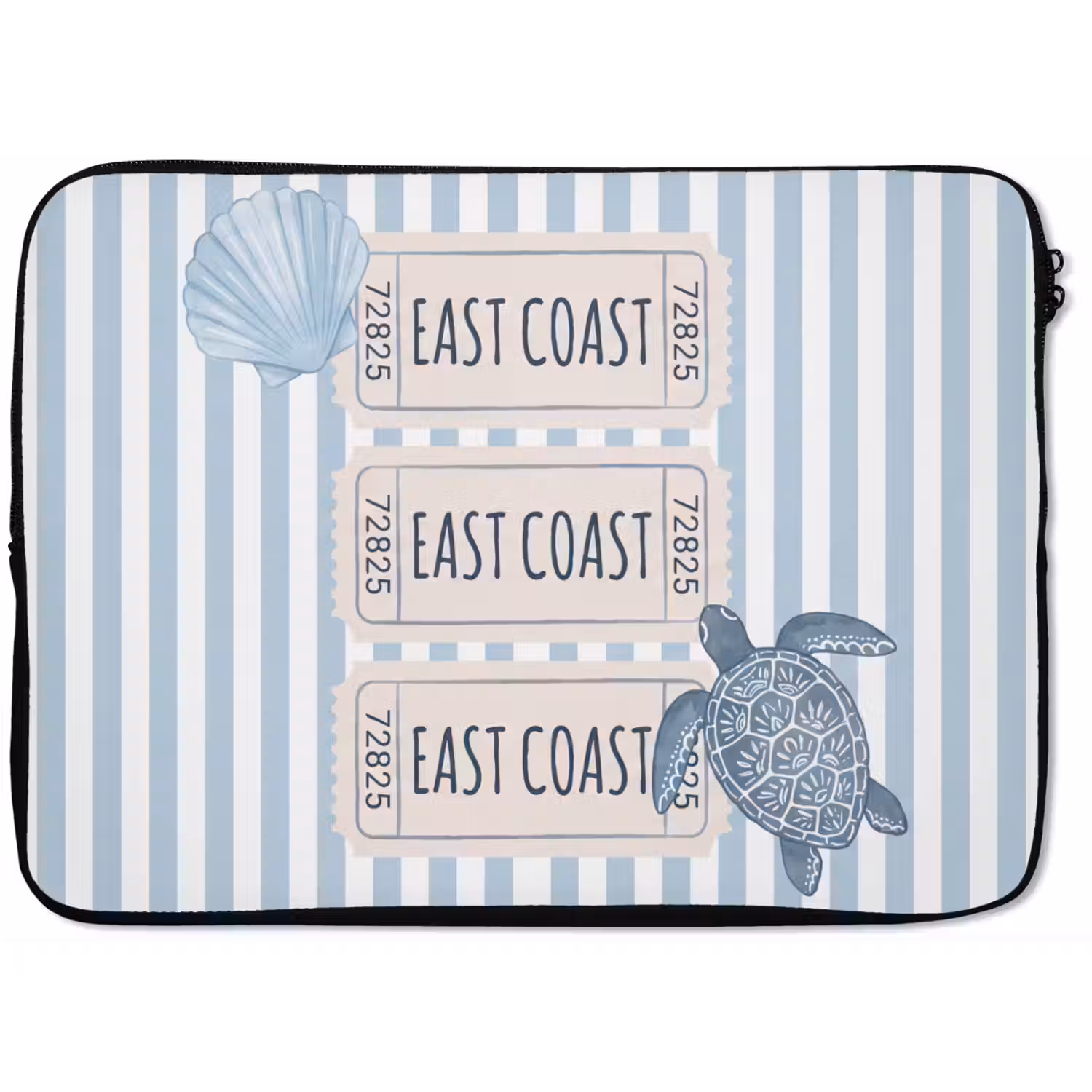 Schelp - Oceaan - Kust - Blauw - Illustratie laptophoes neopreen klein -zkaufland3dotto