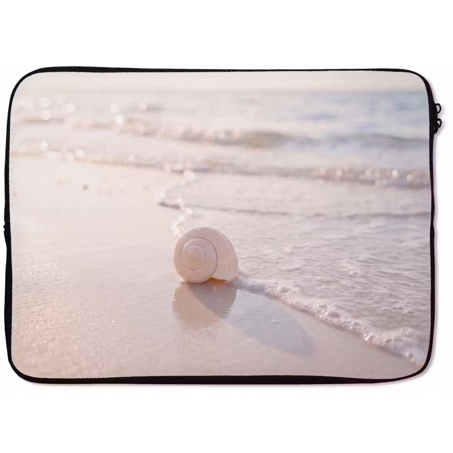 Zeeschelp - Strand - Zee - Natuur - Beige laptophoes neopreen klein -zkaufland3dotto