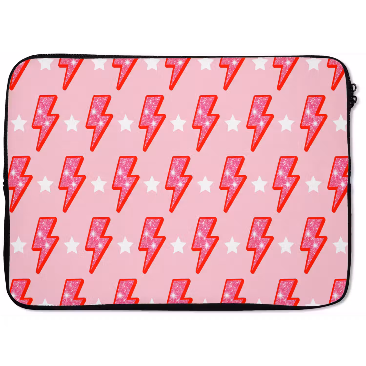 Patroon - Bliksem - Ster - Glitter - Roze laptophoes neopreen klein -zkaufland3dotto