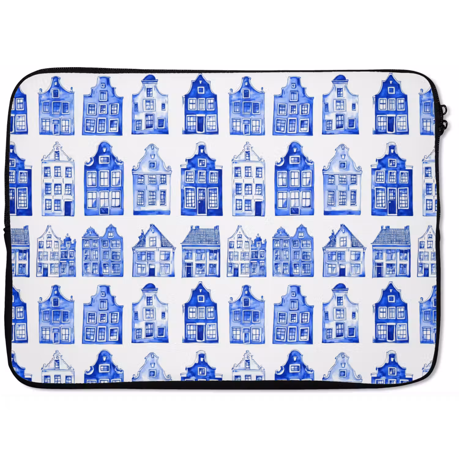 Patroon - Huizen - Blauw laptophoes neopreen klein 279 -zkaufland3dotto