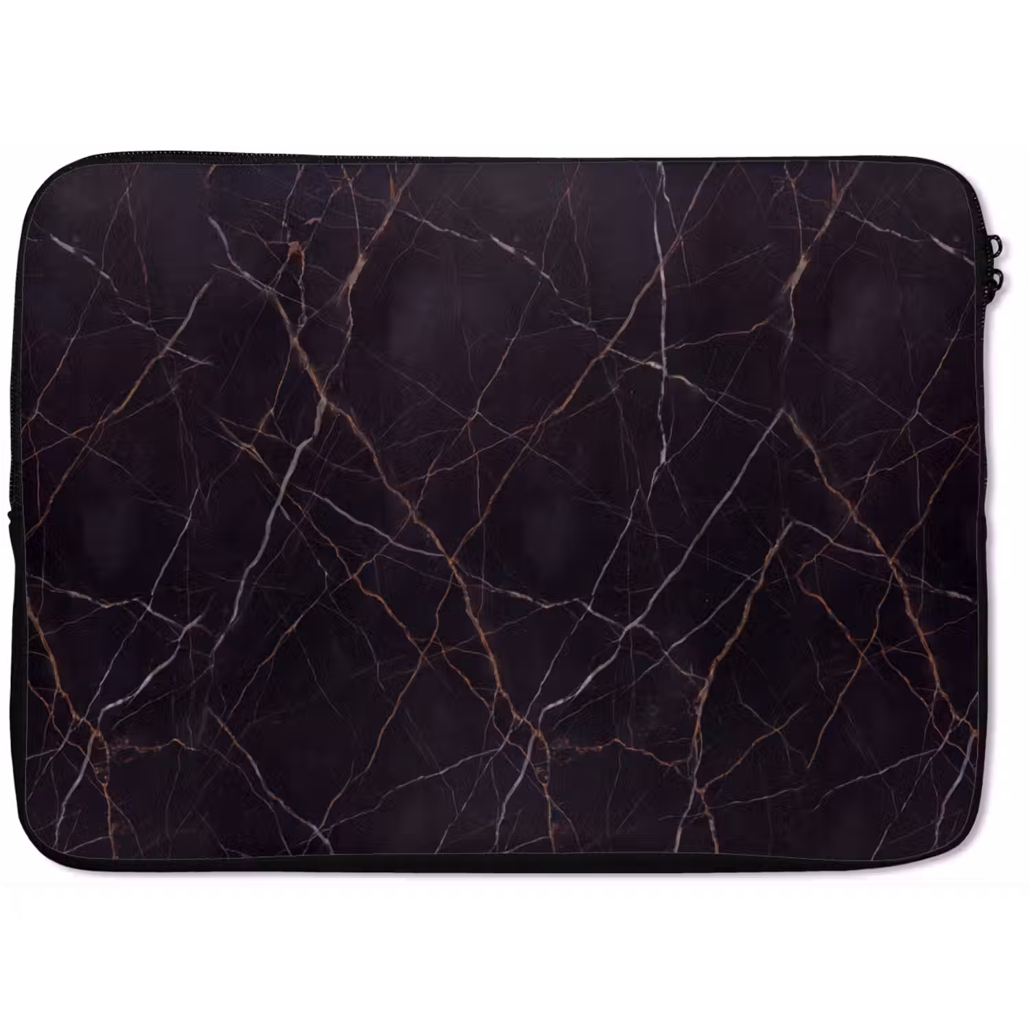 Natuursteen - Marmerpatroon - Abstract - Modern - Zwart - Goud laptophoes neopreen klein -zkaufland3dotto