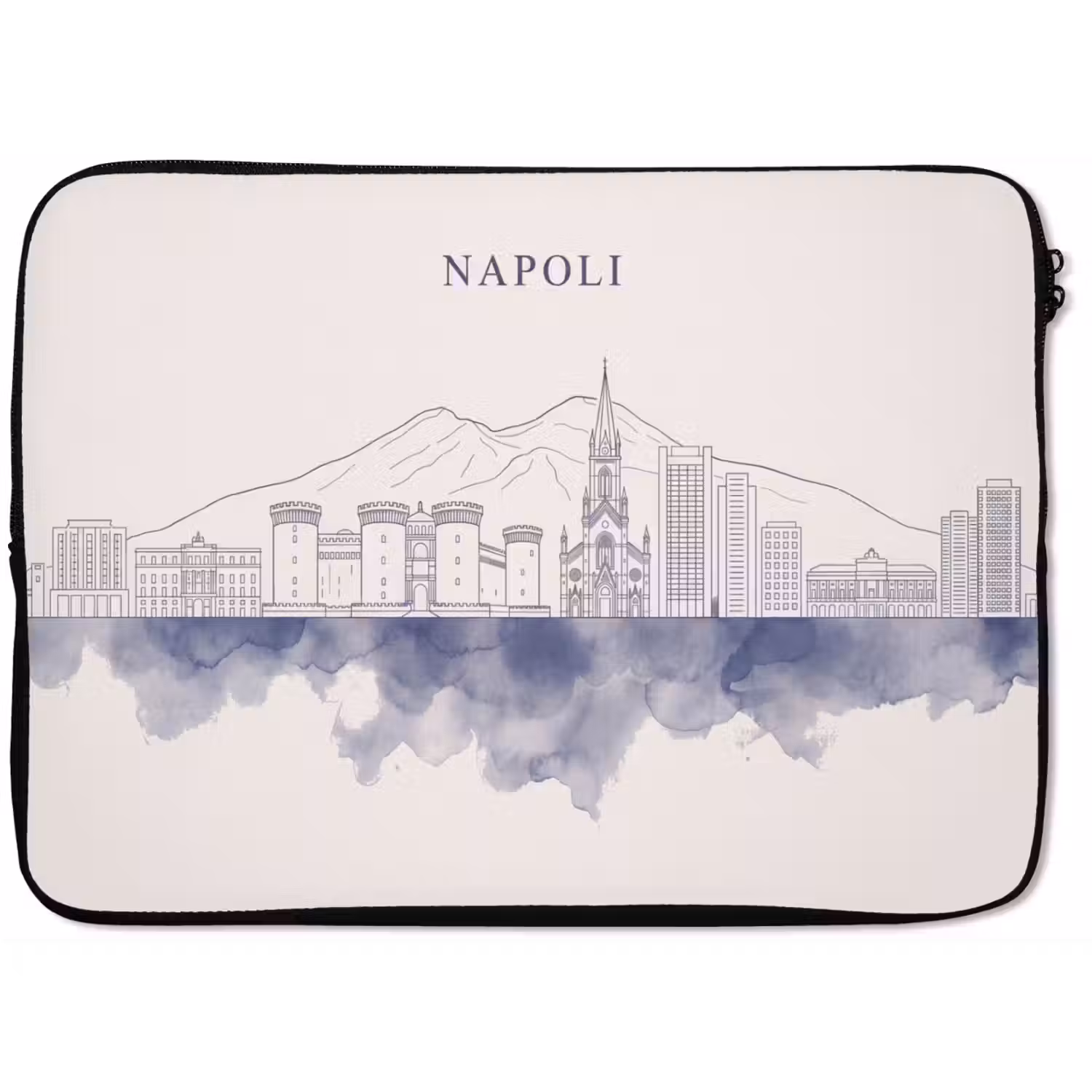 Napels - Skyline - Italie - Lijntekening - Aquarel laptophoes neopreen klein -zkaufland3dotto