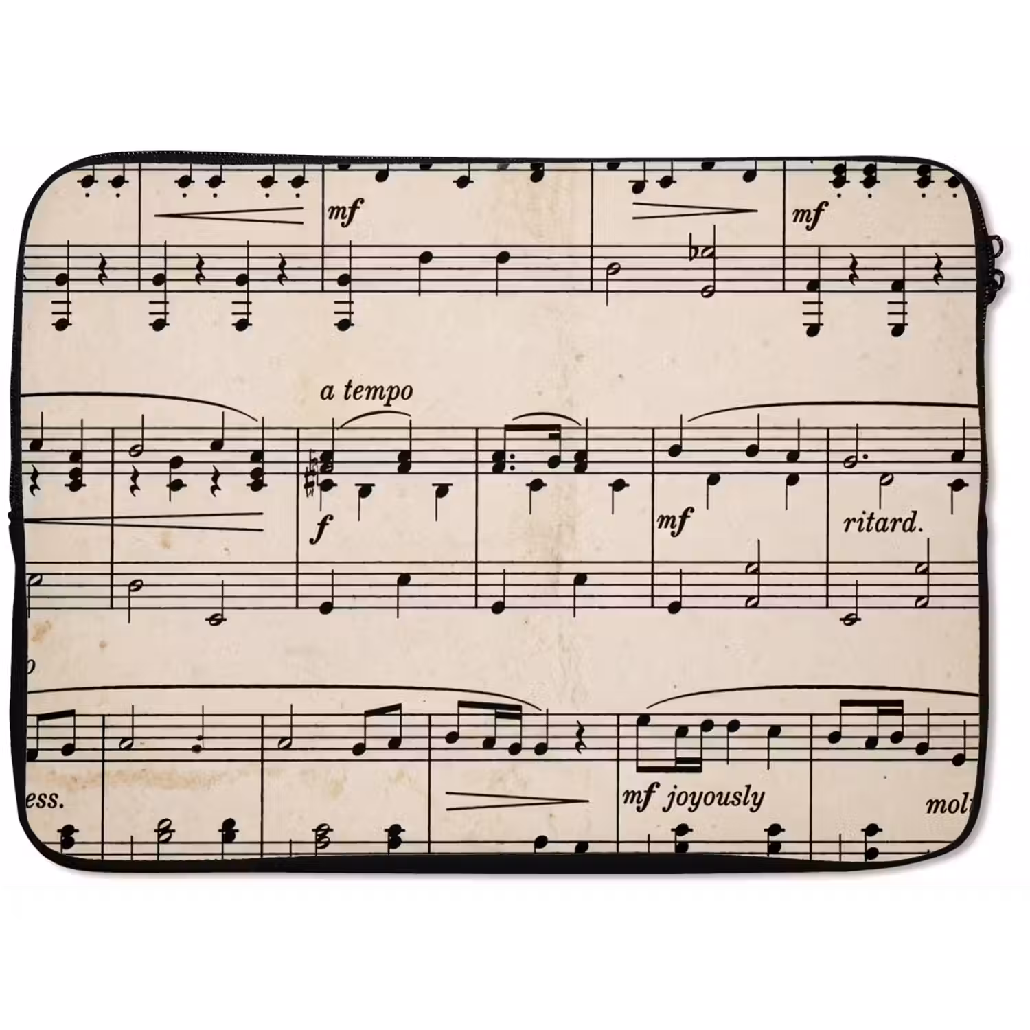 Muzieknotatie - Notenbalken - Kunst - Klassiek - Beige laptophoes neopreen klein -zkaufland3dotto