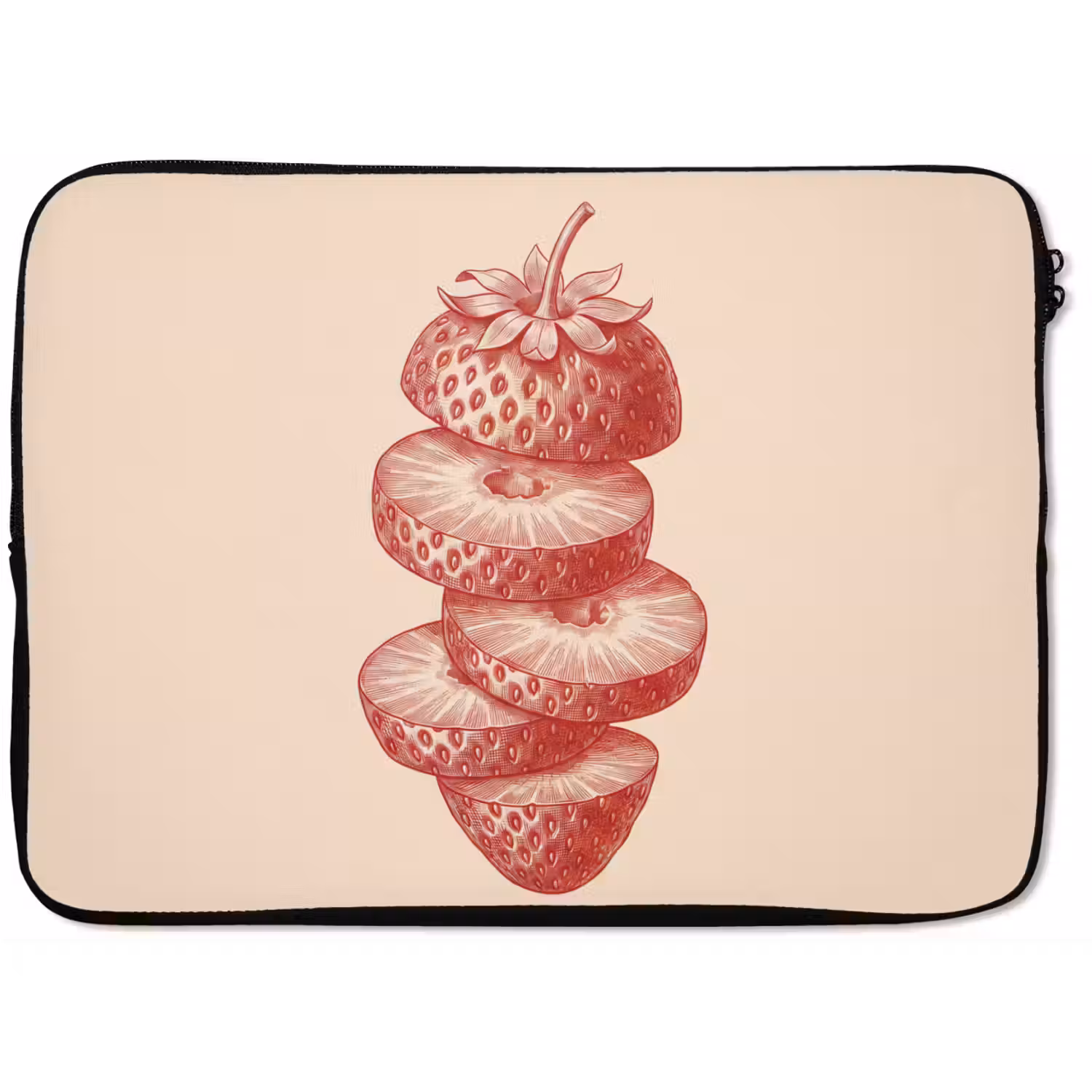 Fruit - Gesneden - Illustratie - Rood - Vintage laptophoes neopreen klein -zkaufland3dotto
