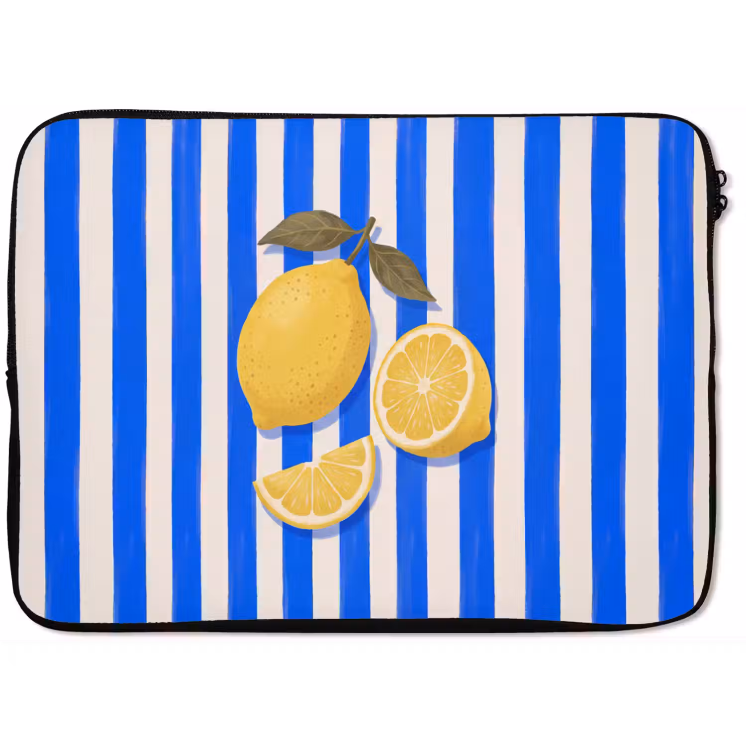 Fruit - Citroen - Zomer - Geel - Blauw laptophoes neopreen klein -zkaufland3dotto