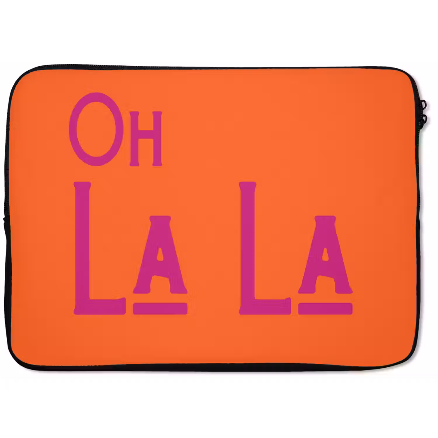 Oh la la - Oranje - Roze - Scheeflettertype laptophoes neopreen klein -zkaufland3dotto