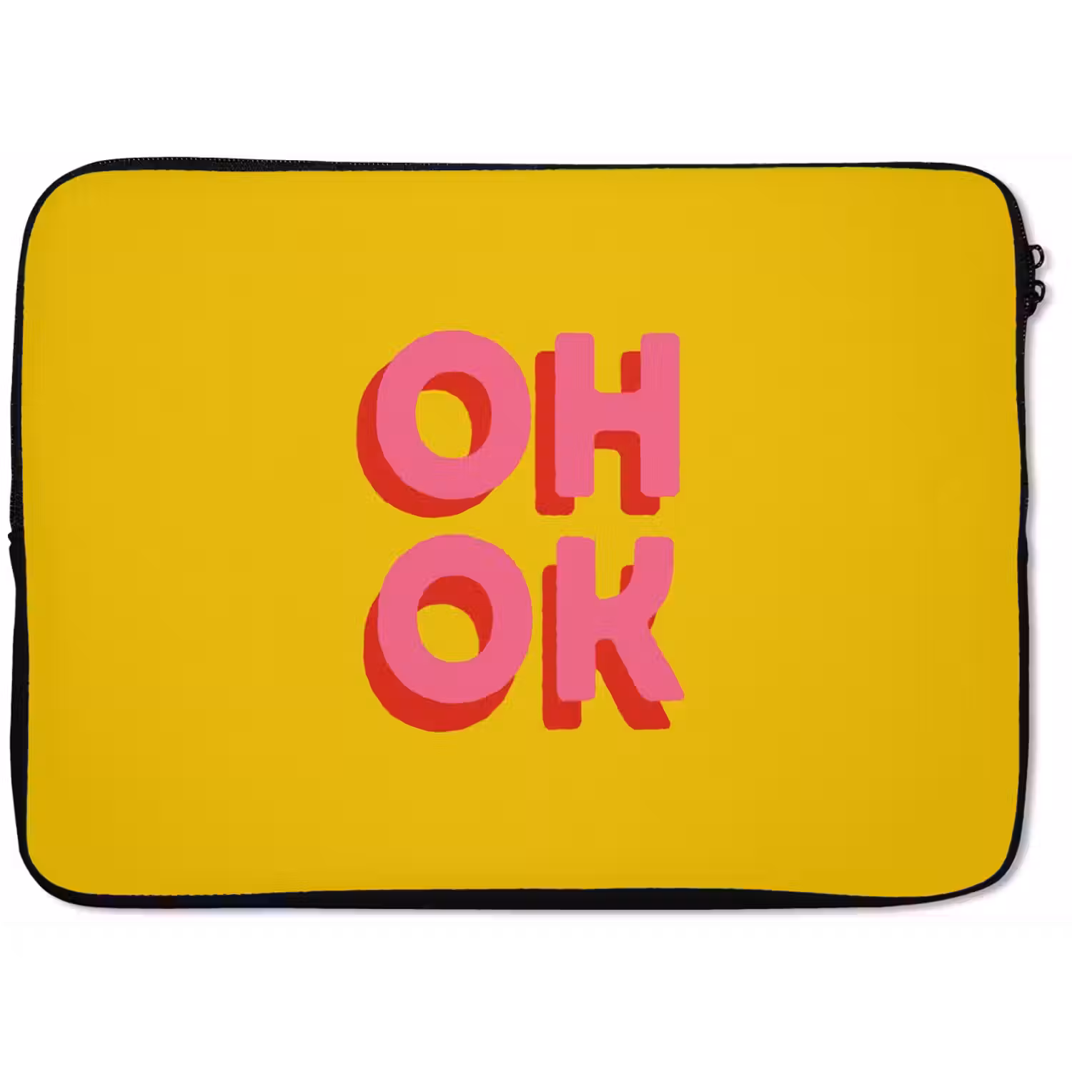 Oh ok - 3D - Geel - Roze laptophoes neopreen klein -zkaufland3dotto