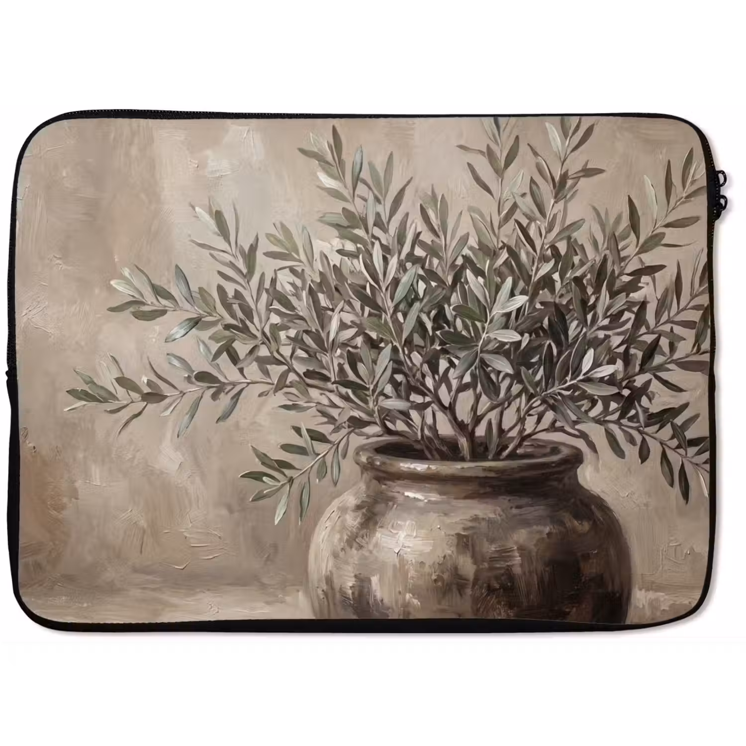 Olijfplant - Aardenpot - Abstract - Beige laptophoes neopreen klein -zkaufland3dotto