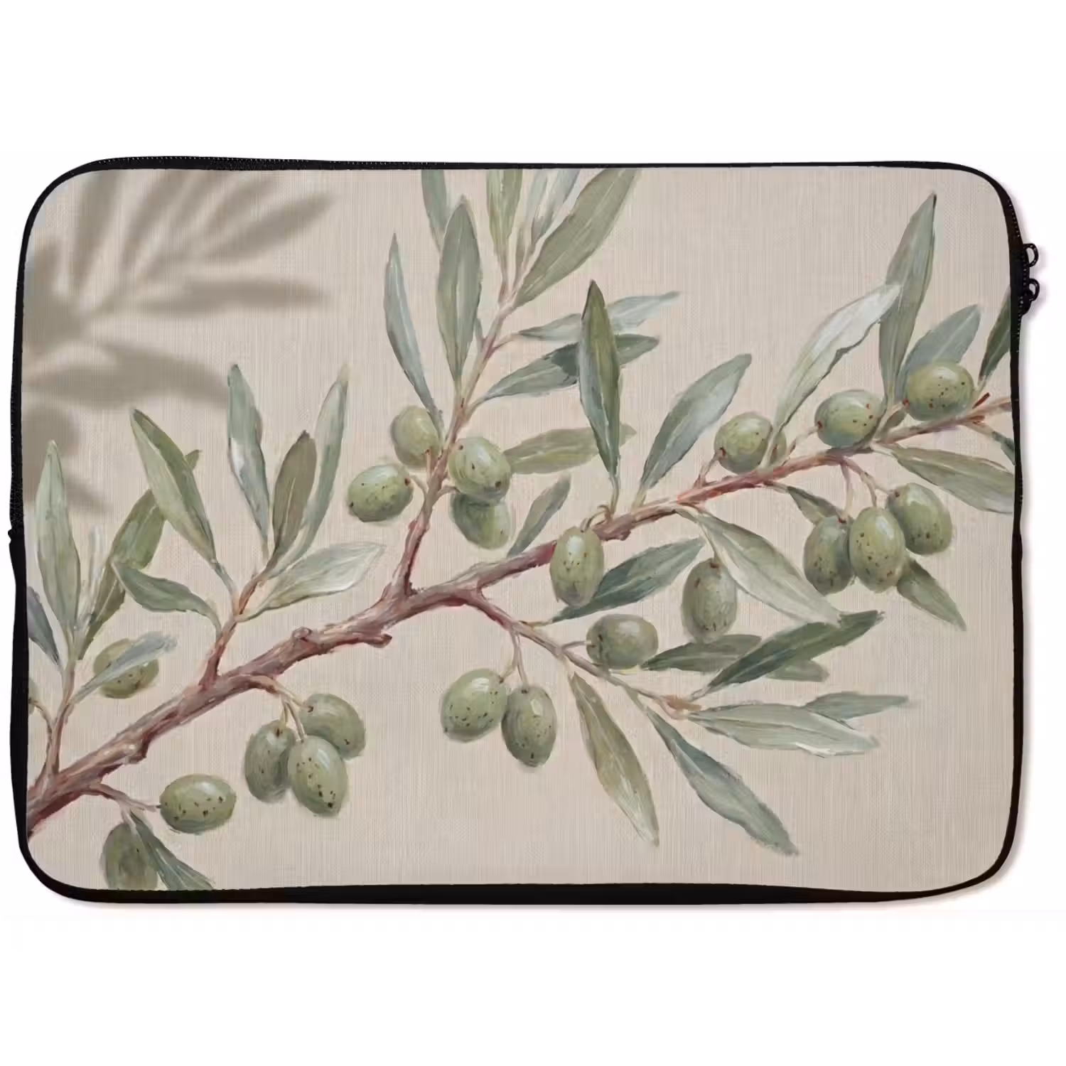 Olijftak - Bladeren - Natuur - Groen - Beige laptophoes neopreen klein -zkaufland3dotto