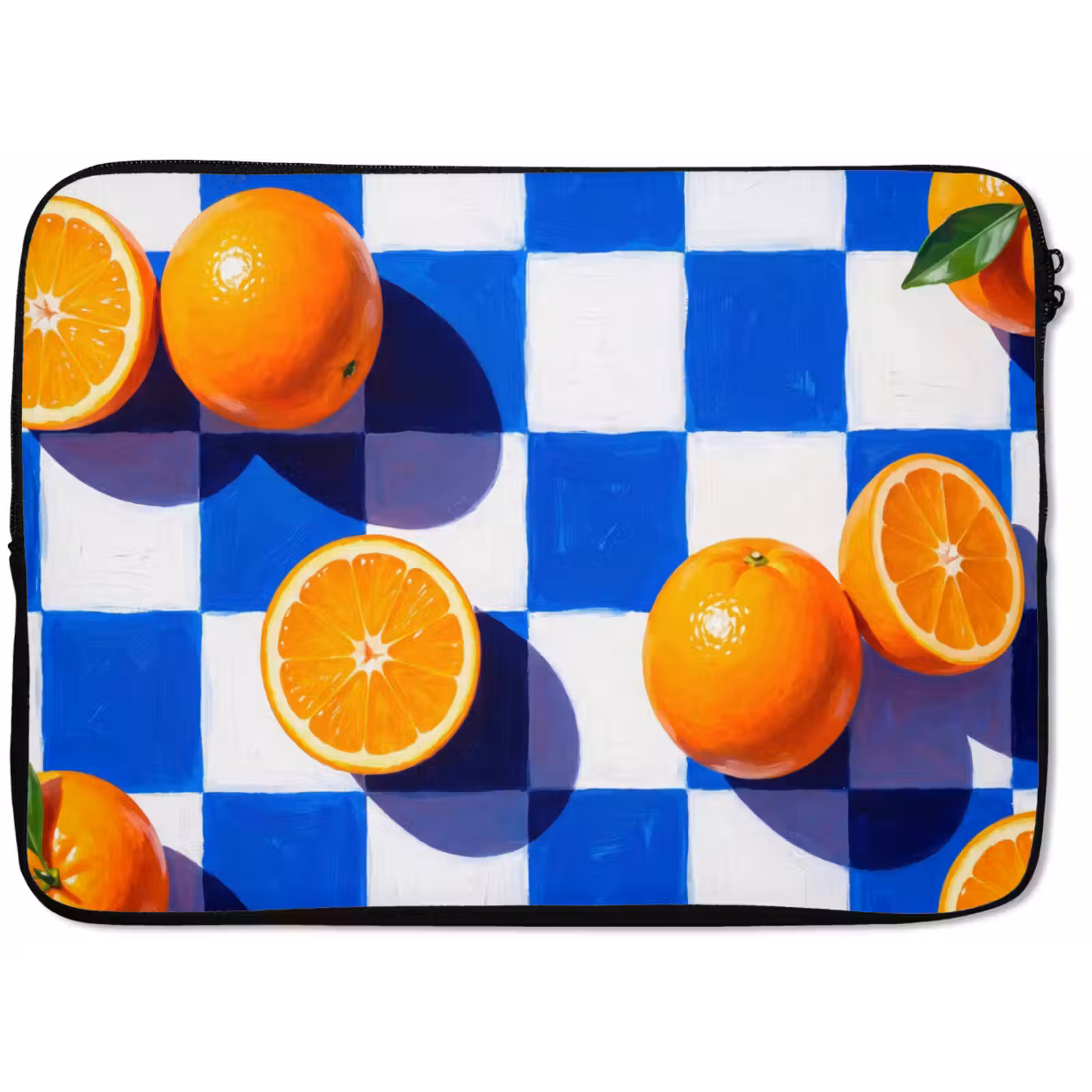 Laptop hülle - Orange – Kariert – Essen - Sinaasappel - Geruit - Eten laptophoes neopreen klein