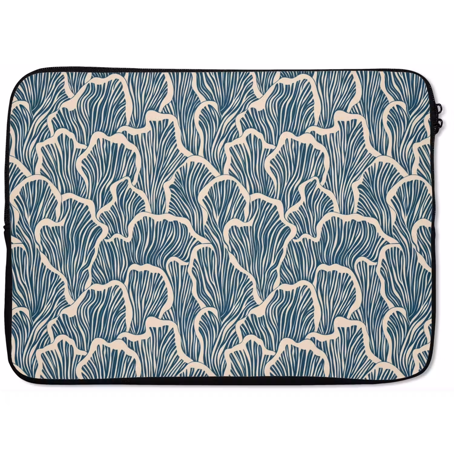 Organisch - Blauw - Crème - Schelpen laptophoes neopreen klein 279 -zkaufland3dotto