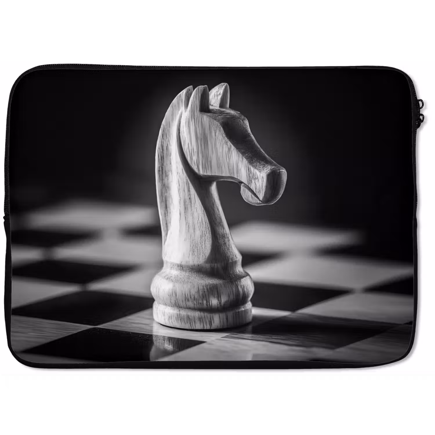 Paard - Hout - Schaalbord - Zwart laptophoes neopreen klein -zkaufland3dotto