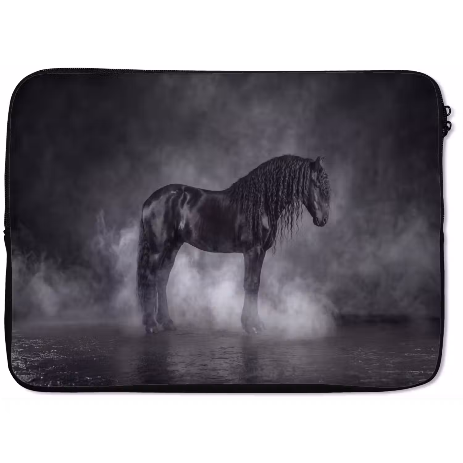 Paard - Magisch - Zwart laptophoes neopreen klein -zkaufland3dotto