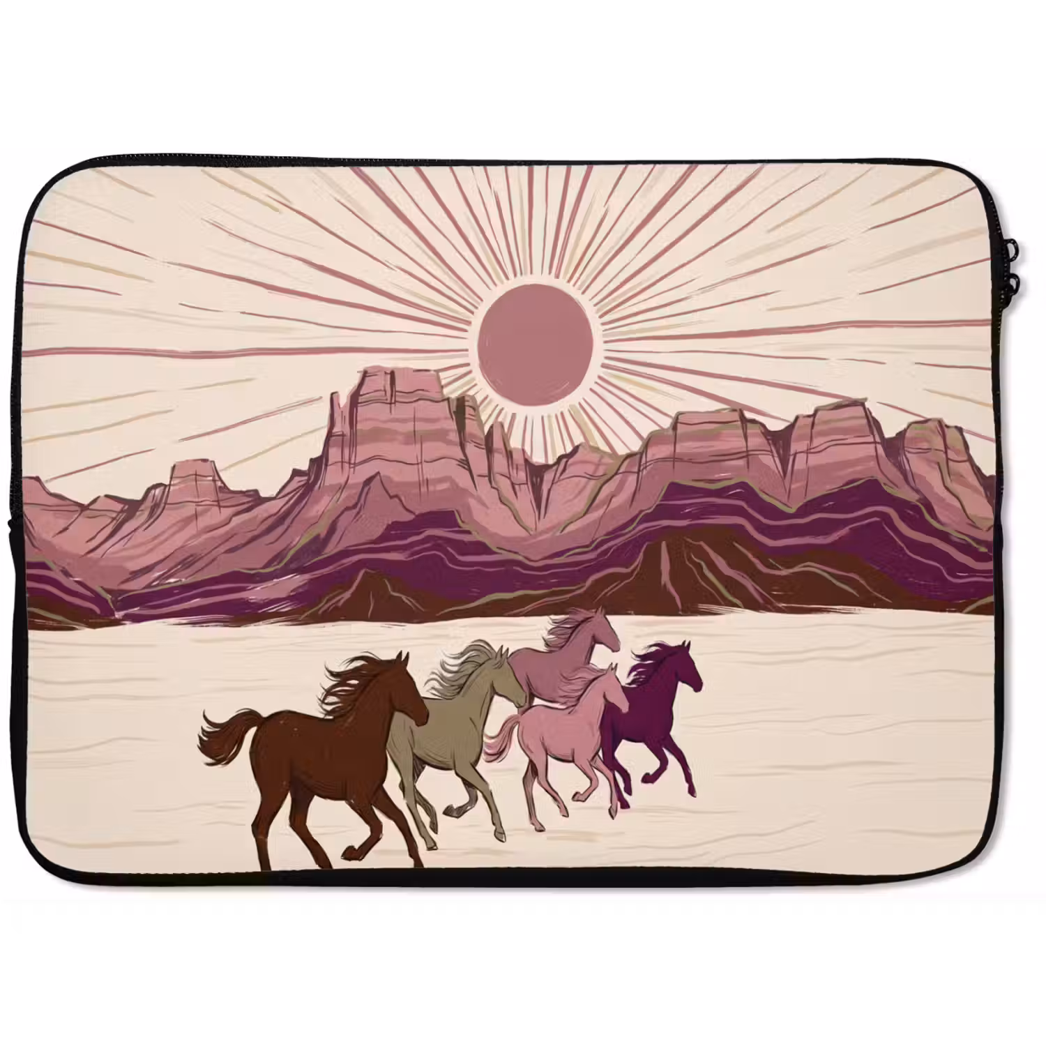 Paarden - Rennend - Woestijn - Natuur - Abstract laptophoes neopreen klein -zkaufland3dotto