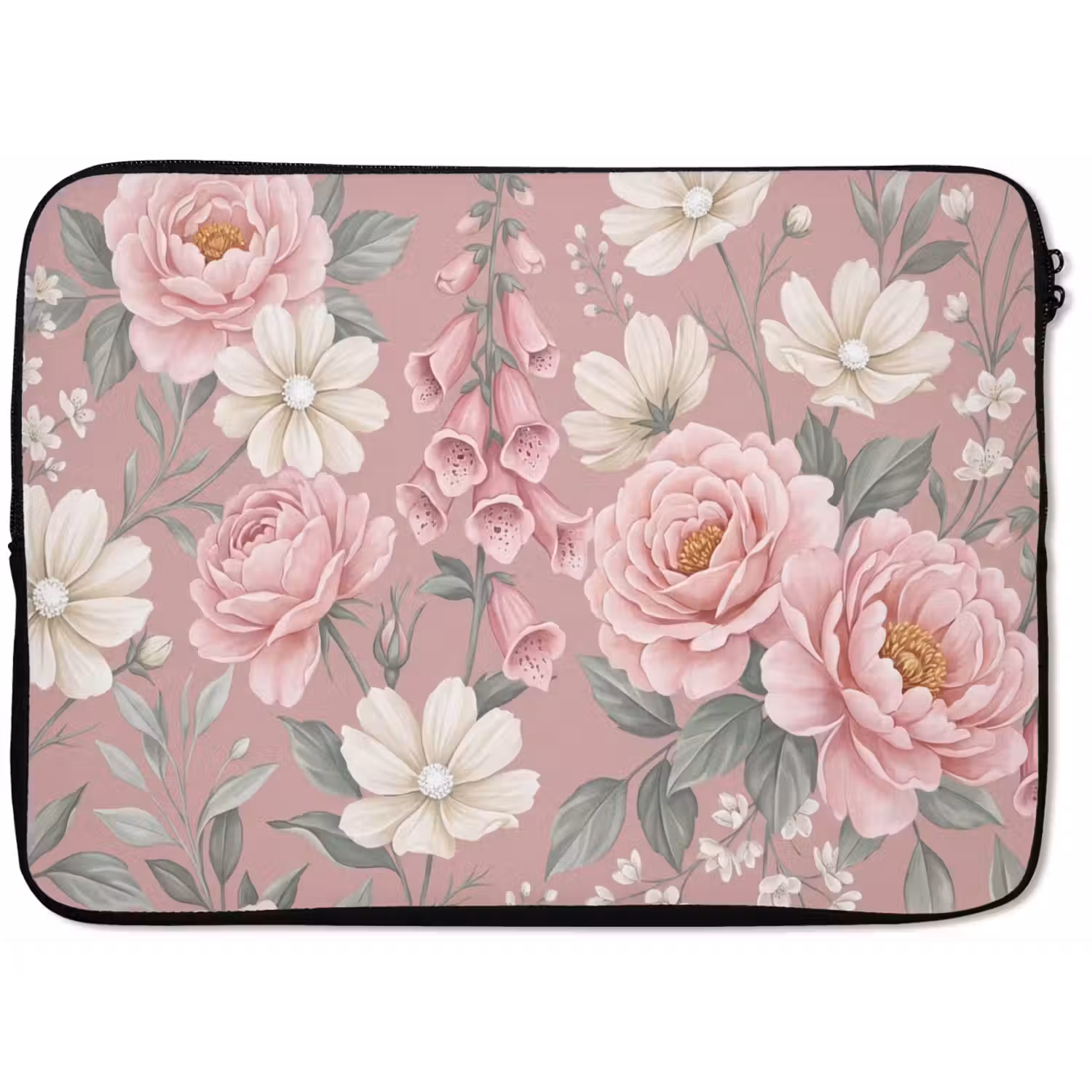Pioenrozen - Vingerhoedskruid - Pink laptophoes neopreen klein -zkaufland3dotto