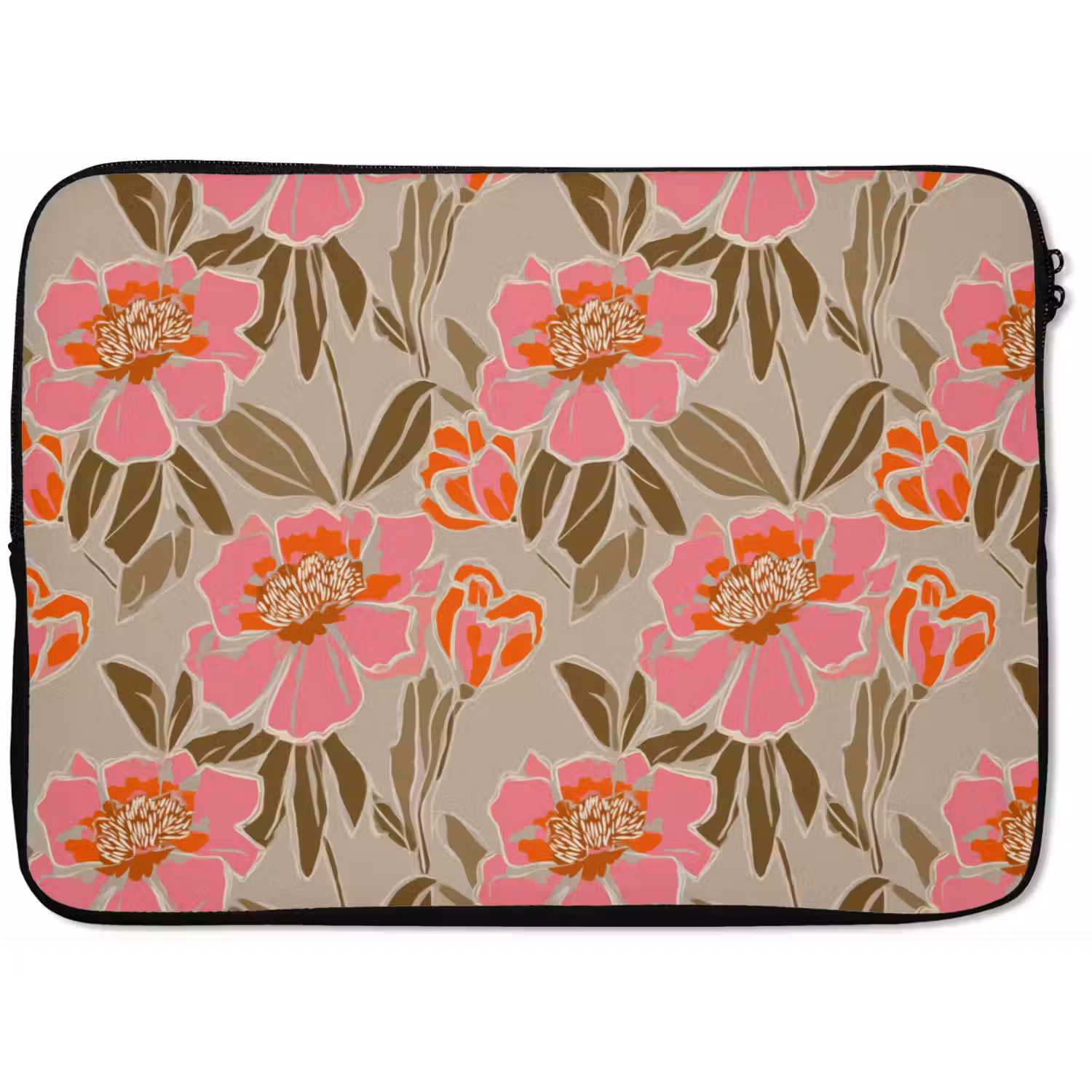 Pioenrozen - Patroon - Roze laptophoes neopreen klein 279 -zkaufland3dotto