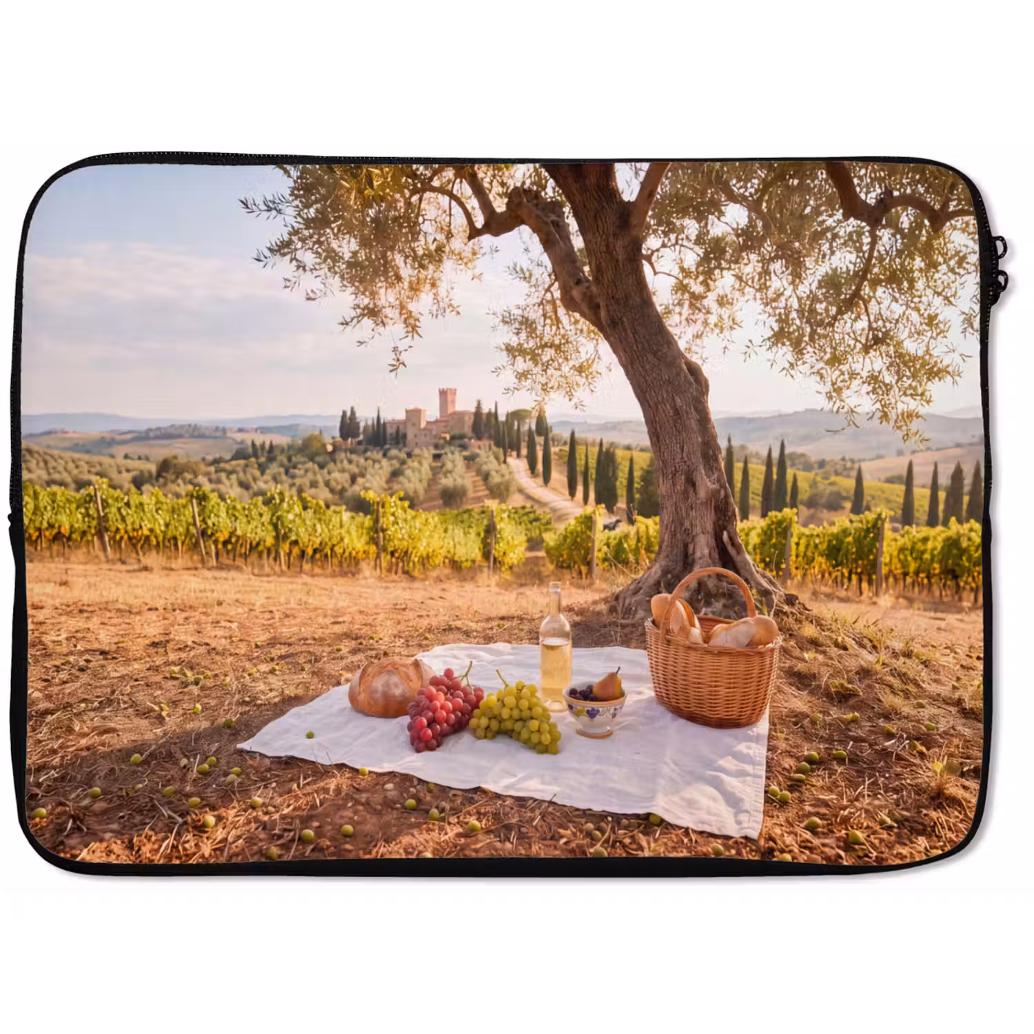 Picknick - Wijngaard - Landschap - Zomer - Eten laptophoes neopreen klein -zkaufland3dotto