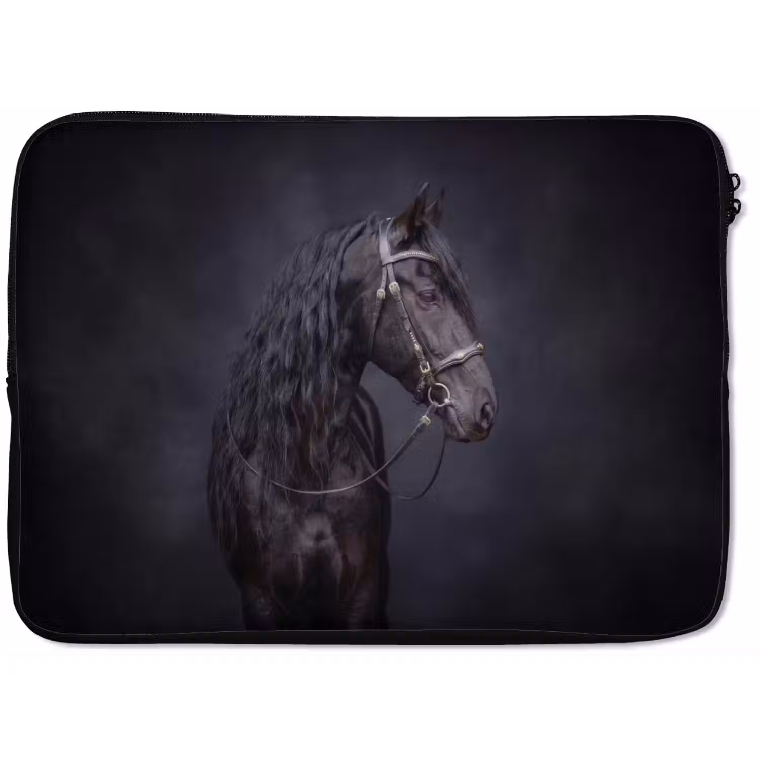 Portret - Paard - Donker laptophoes neopreen klein -zkaufland3dotto