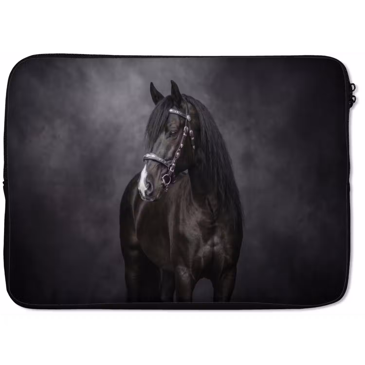 Portret - Paard - Zwart laptophoes neopreen klein -zkaufland3dotto
