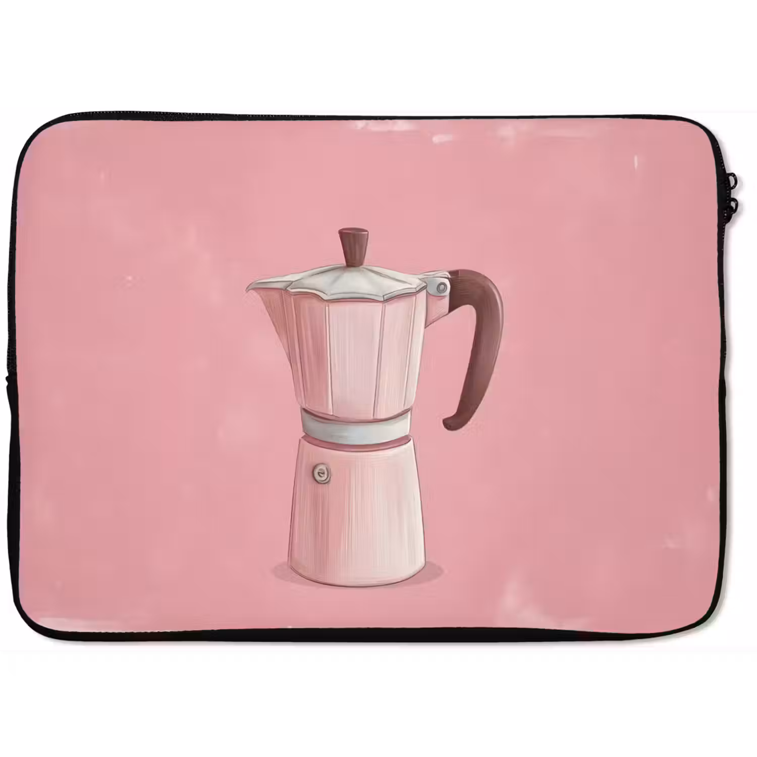Roze - Mokkapot - Illustratie - Koffie laptophoes neopreen klein -zkaufland3dotto