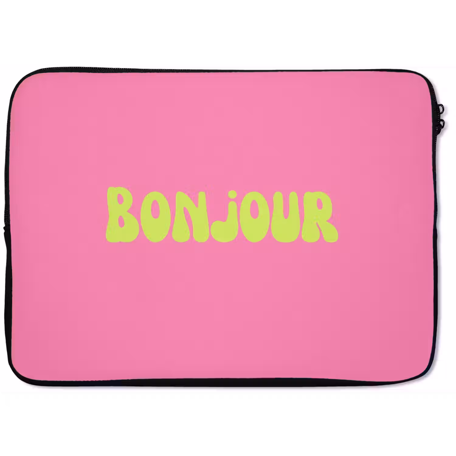 Roze - Groene bonjour - Organisch laptophoes neopreen klein -zkaufland3dotto