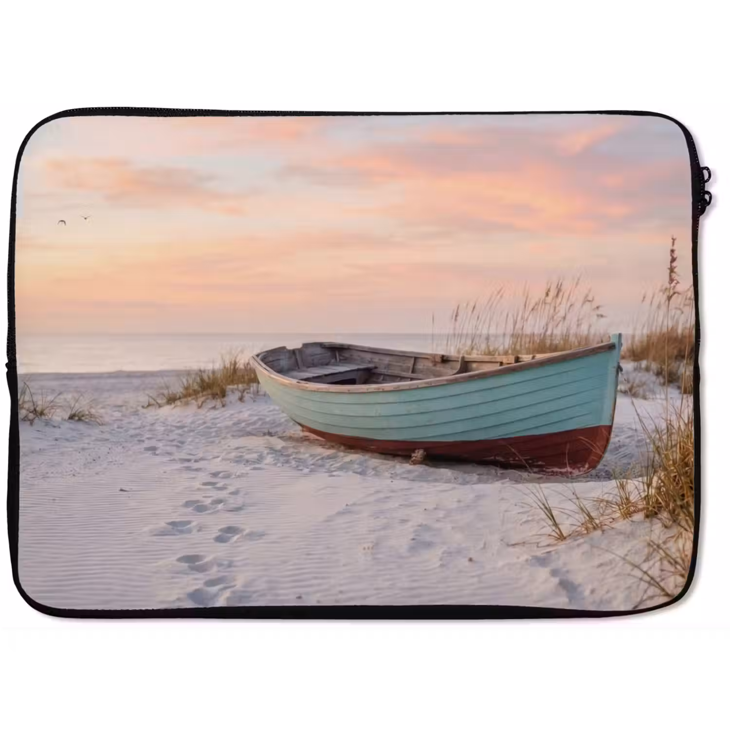Rustiek - Roeiboot - Zandstrand laptophoes neopreen klein -zkaufland3dotto