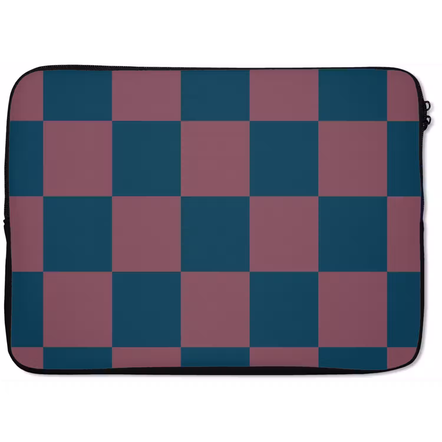 Schaakbord print - Blauw - Rood - Blokjes laptophoes neopreen klein -zkaufland3dotto