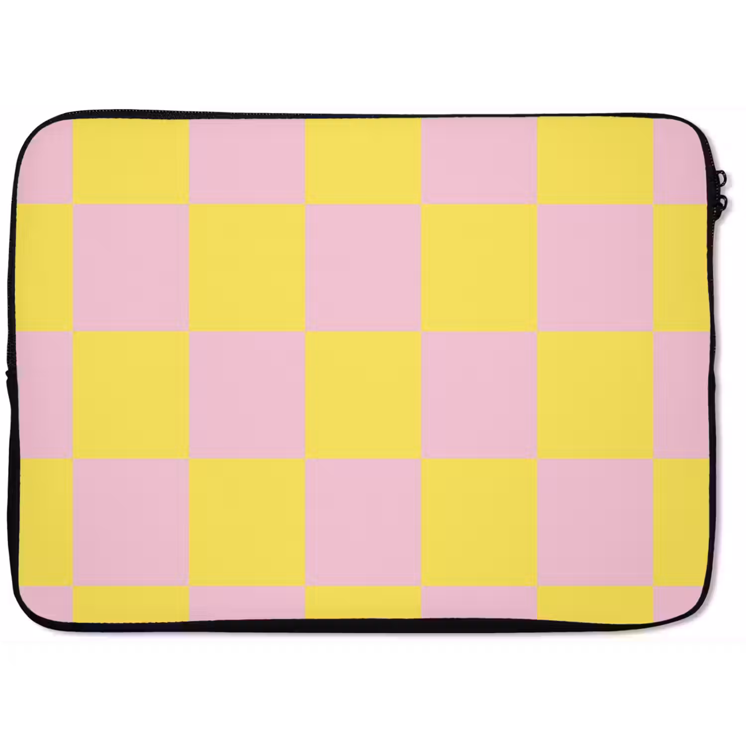 Schaakbord patroon - Geel - Roze - Blokjes laptophoes neopreen klein -zkaufland3dotto