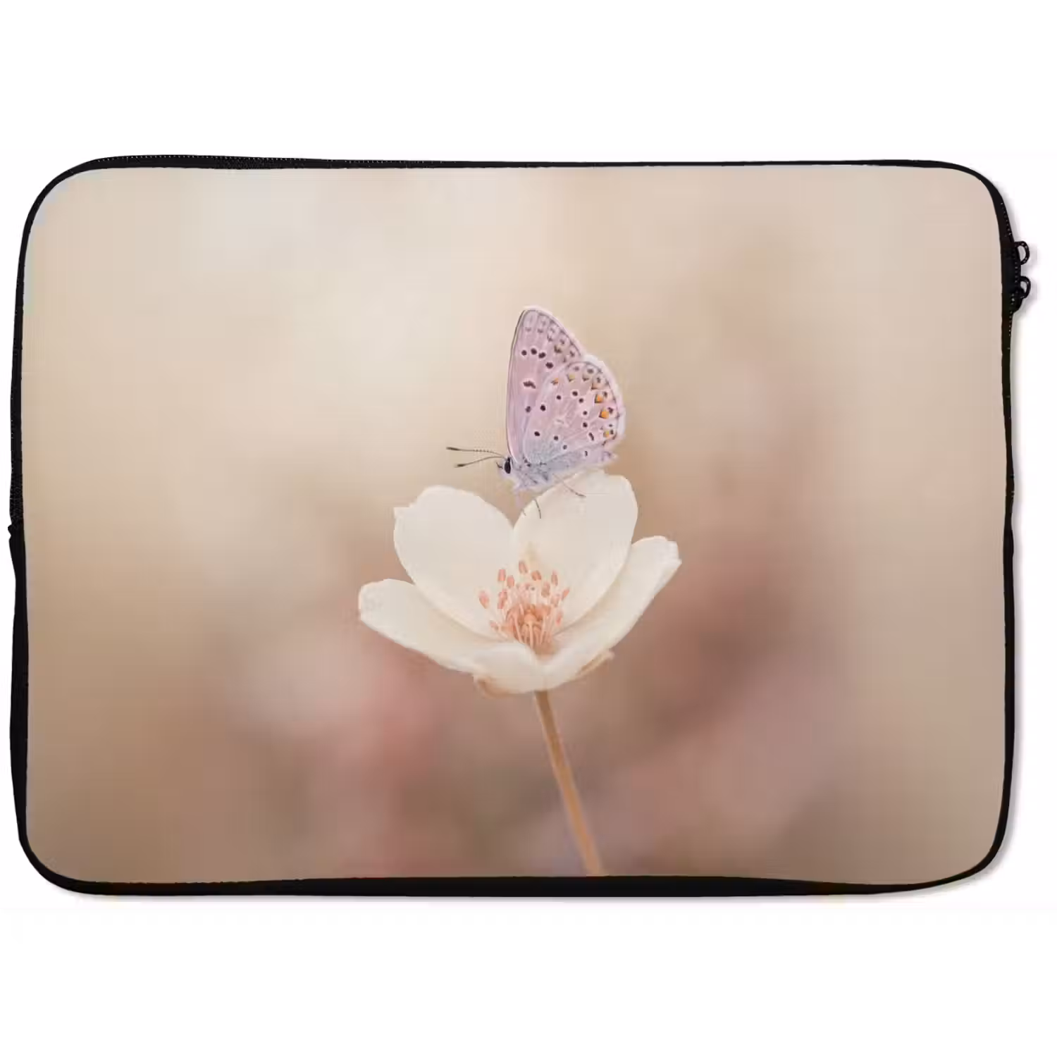 Vlinder - Bloem - Blauw laptophoes neopreen klein -zkaufland3dotto