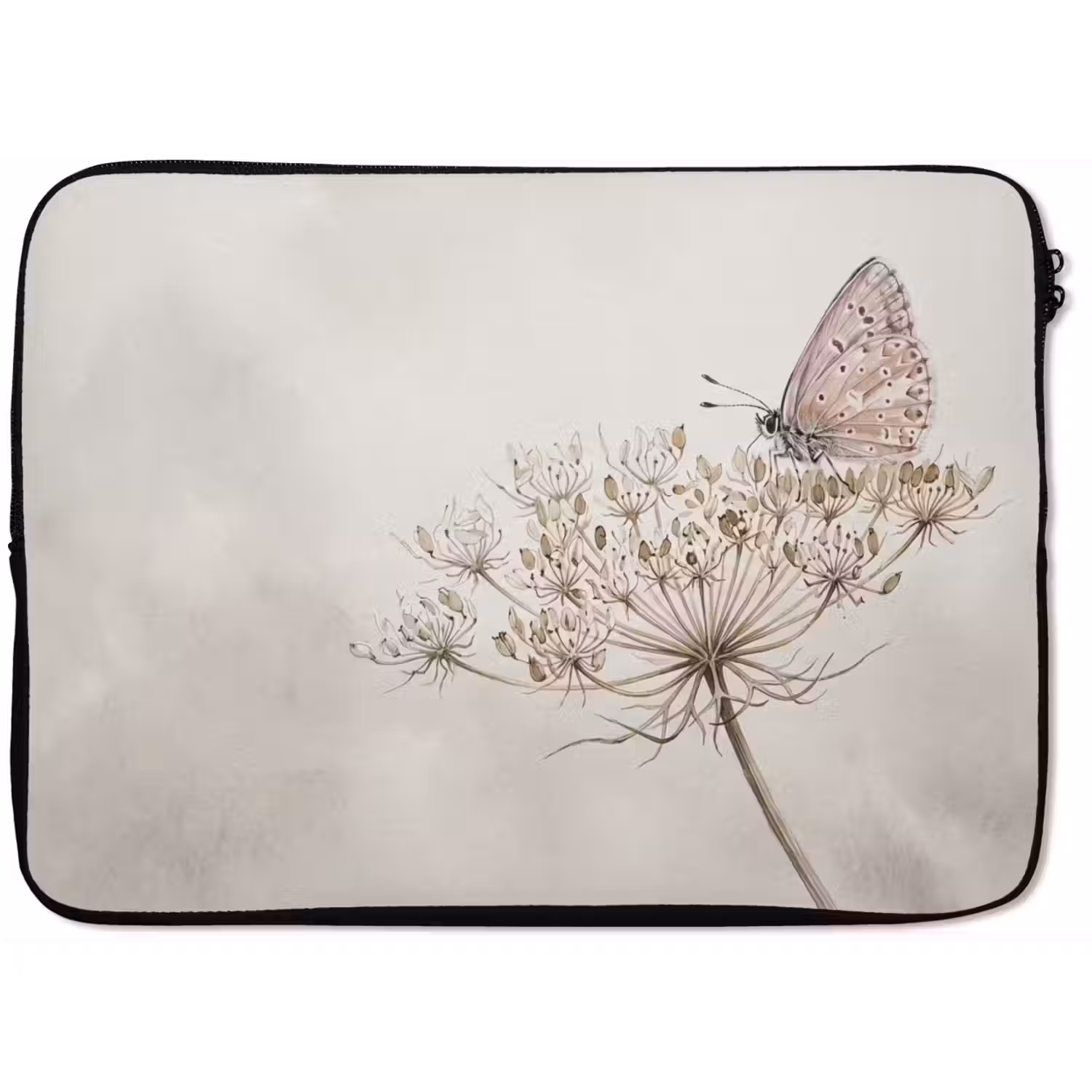 Vlinder - Bloem -Natuur - Beige laptophoes neopreen klein -zkaufland3dotto