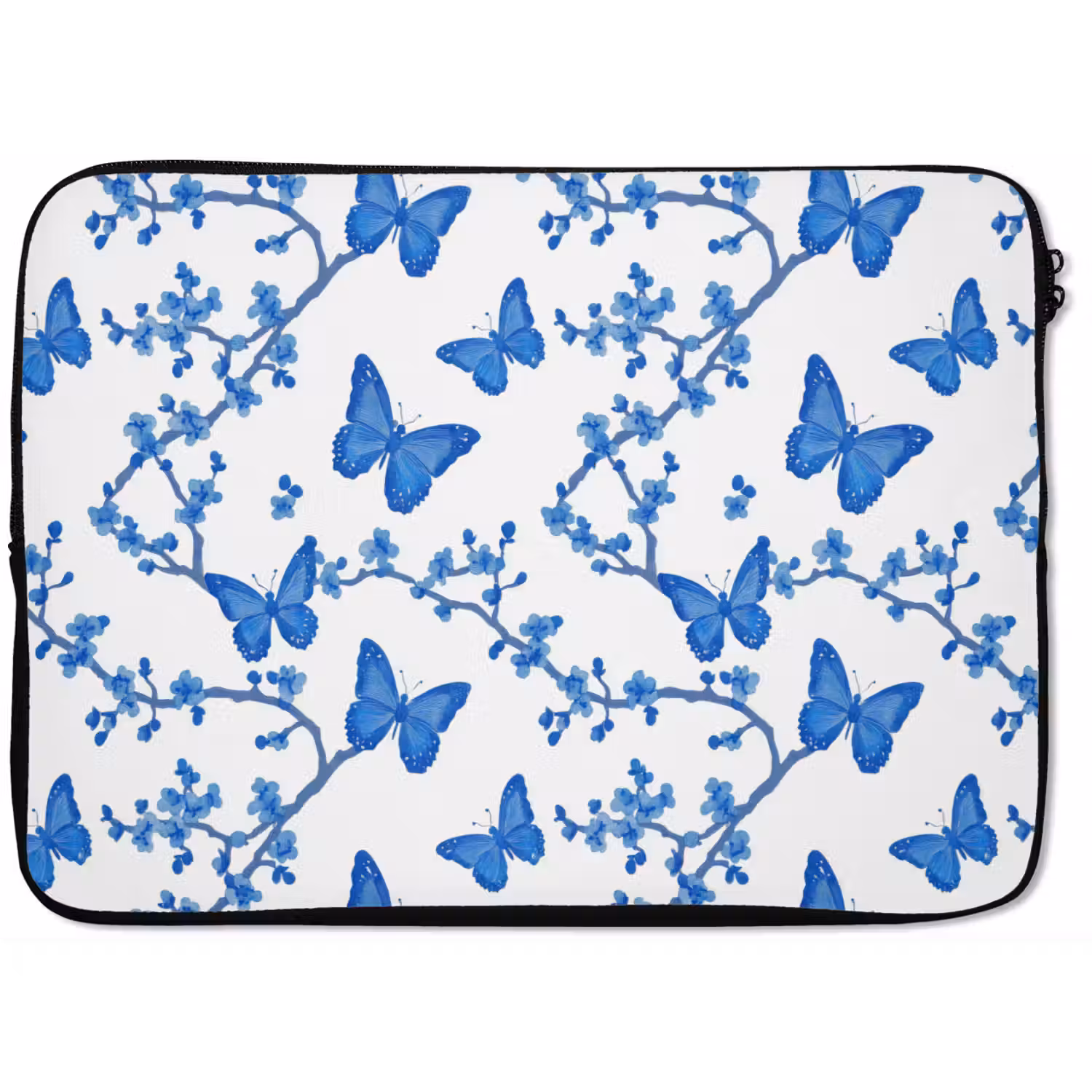 Vlinder - Bloemen - Blauw laptophoes neopreen klein 279 -zkaufland3dotto