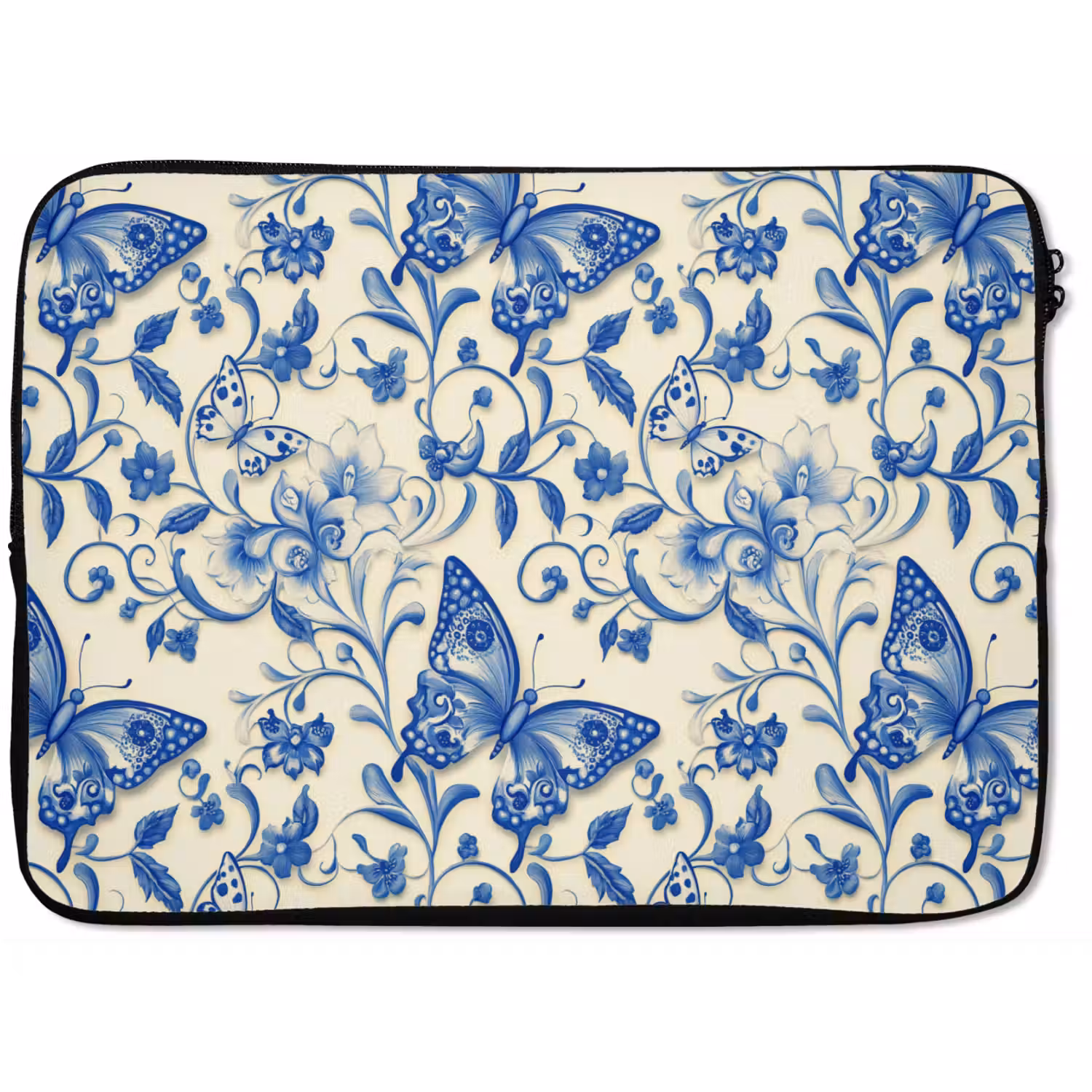 Vlinders - Bloemen - Blauw - Botanisch laptophoes neopreen klein 279 -zkaufland3dotto