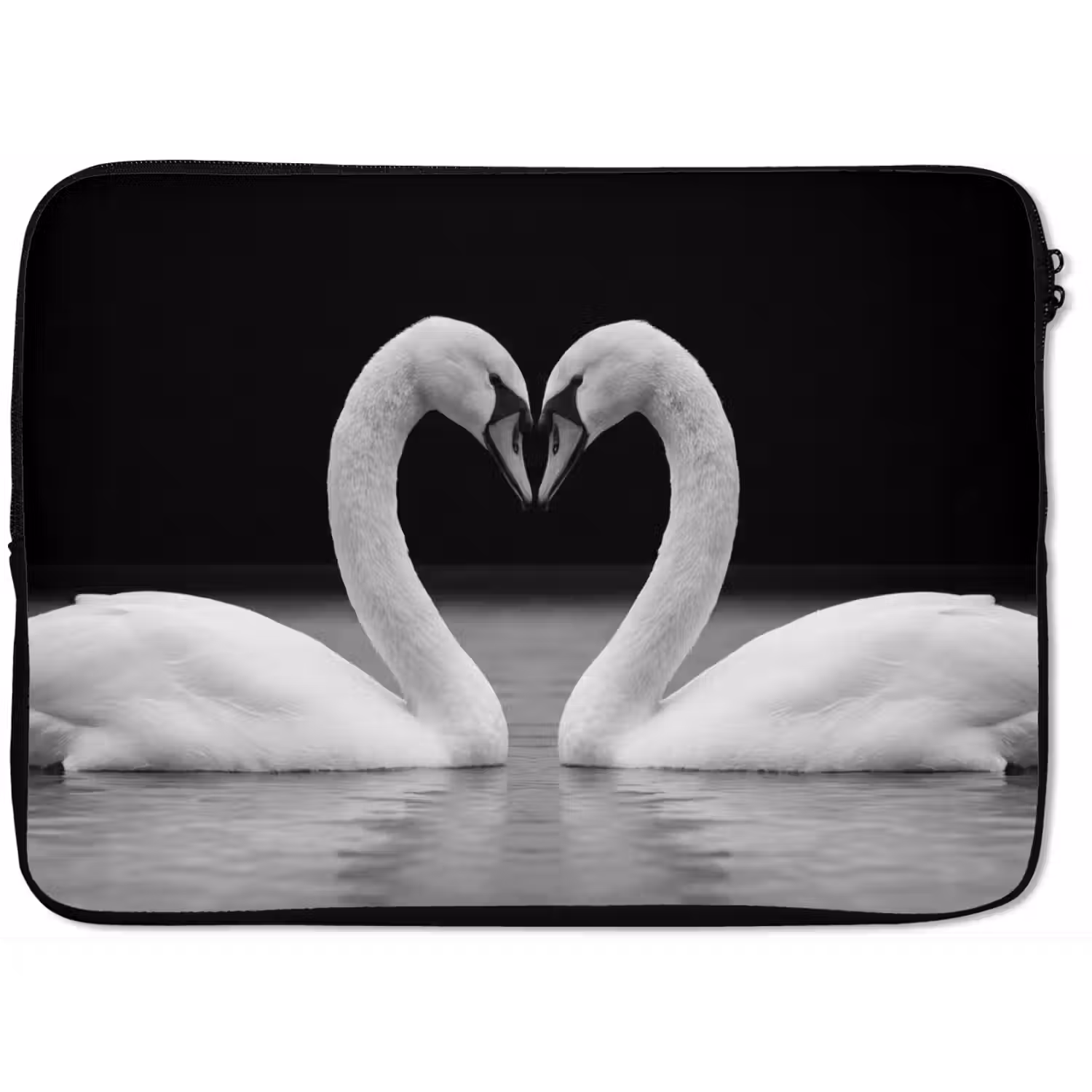 Zwanen - Hart - Zwart - Wit laptophoes neopreen klein -zkaufland3dotto