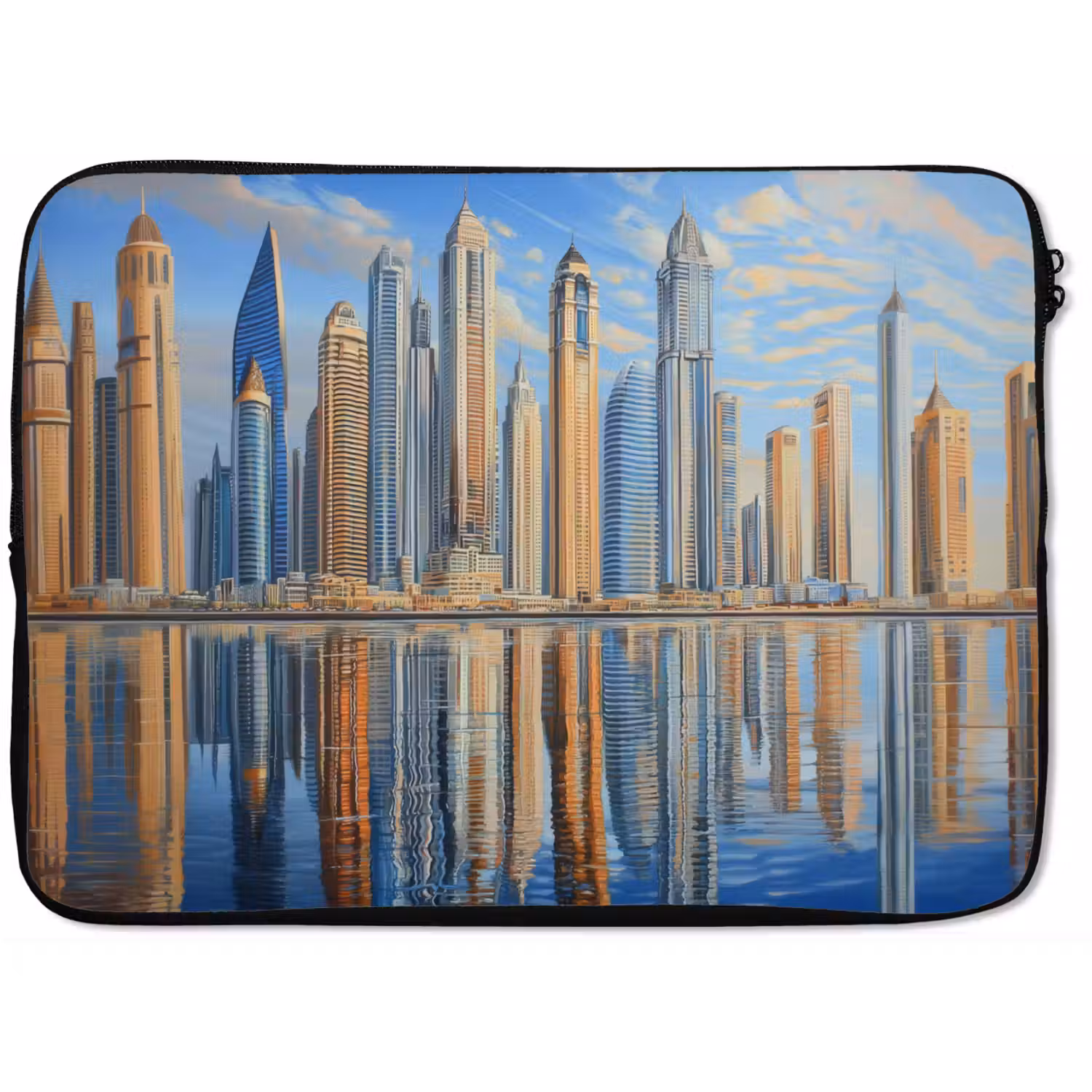 Skyline - Wolkenkrabbers - Water - Blauw laptophoes neopreen klein -zkaufland3dotto
