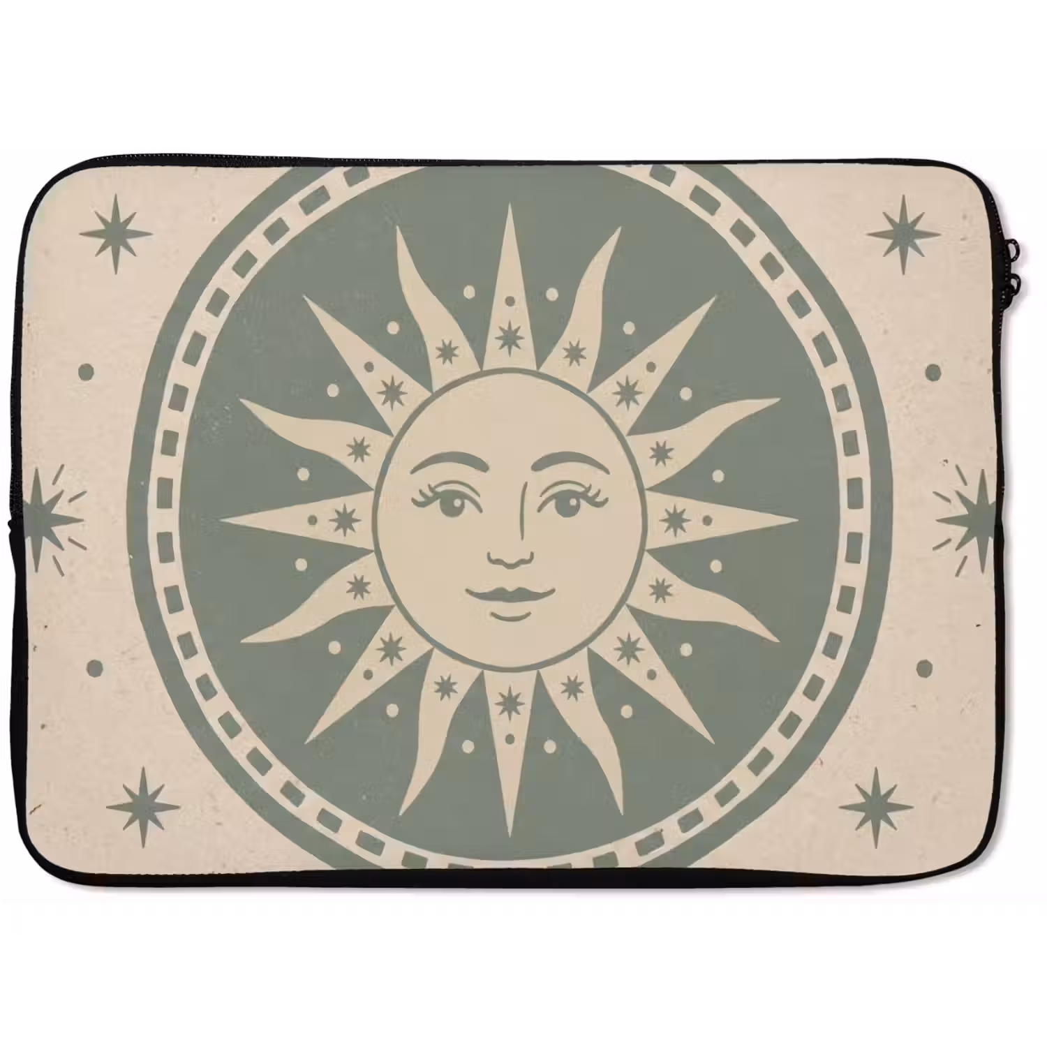 Zon - Sterren - Astrologie - Vintage - Groen laptophoes neopreen klein -zkaufland3dotto