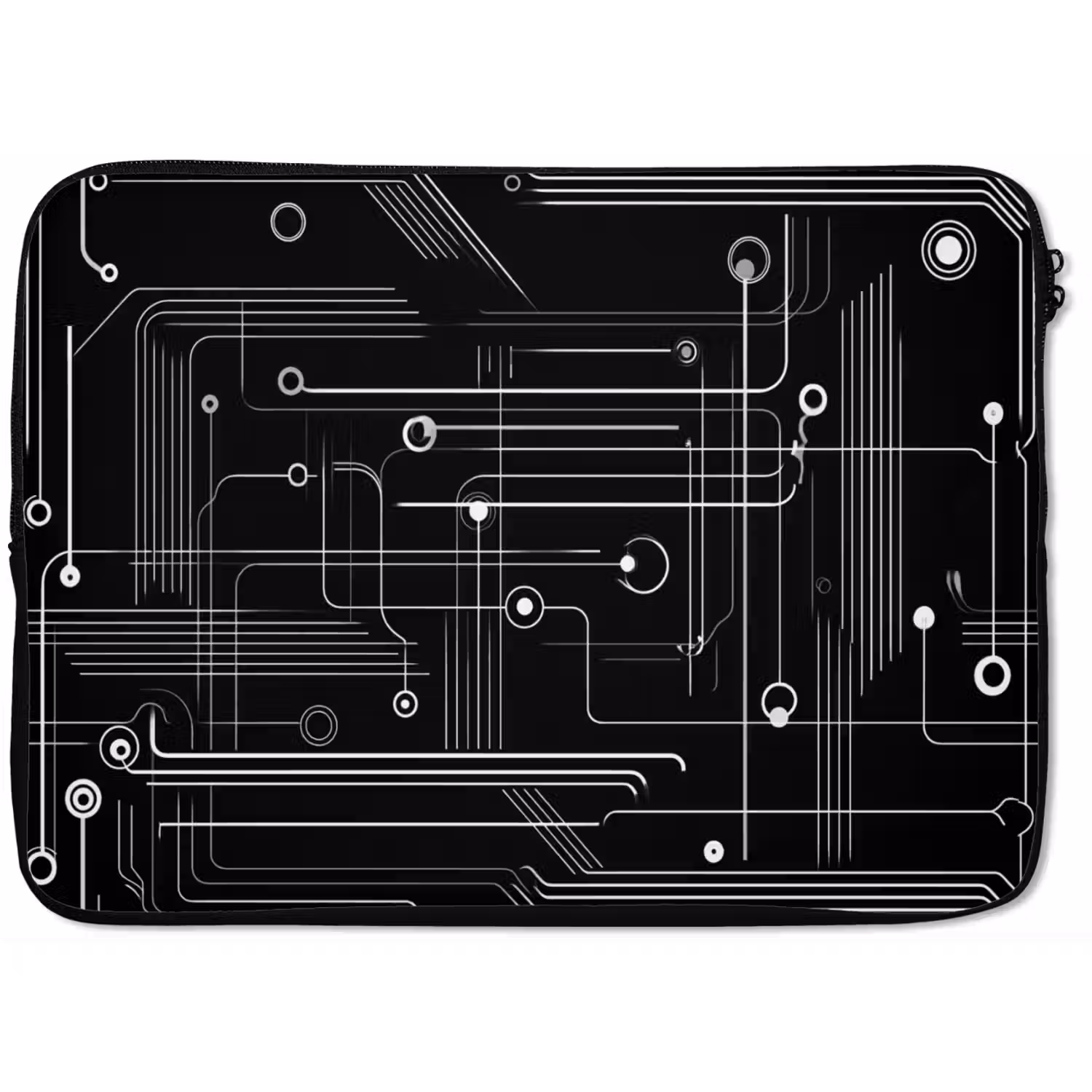 Gaming - Abstract - Lijnen - Rondjes - Zwart laptophoes neopreen klein -zkaufland3dotto