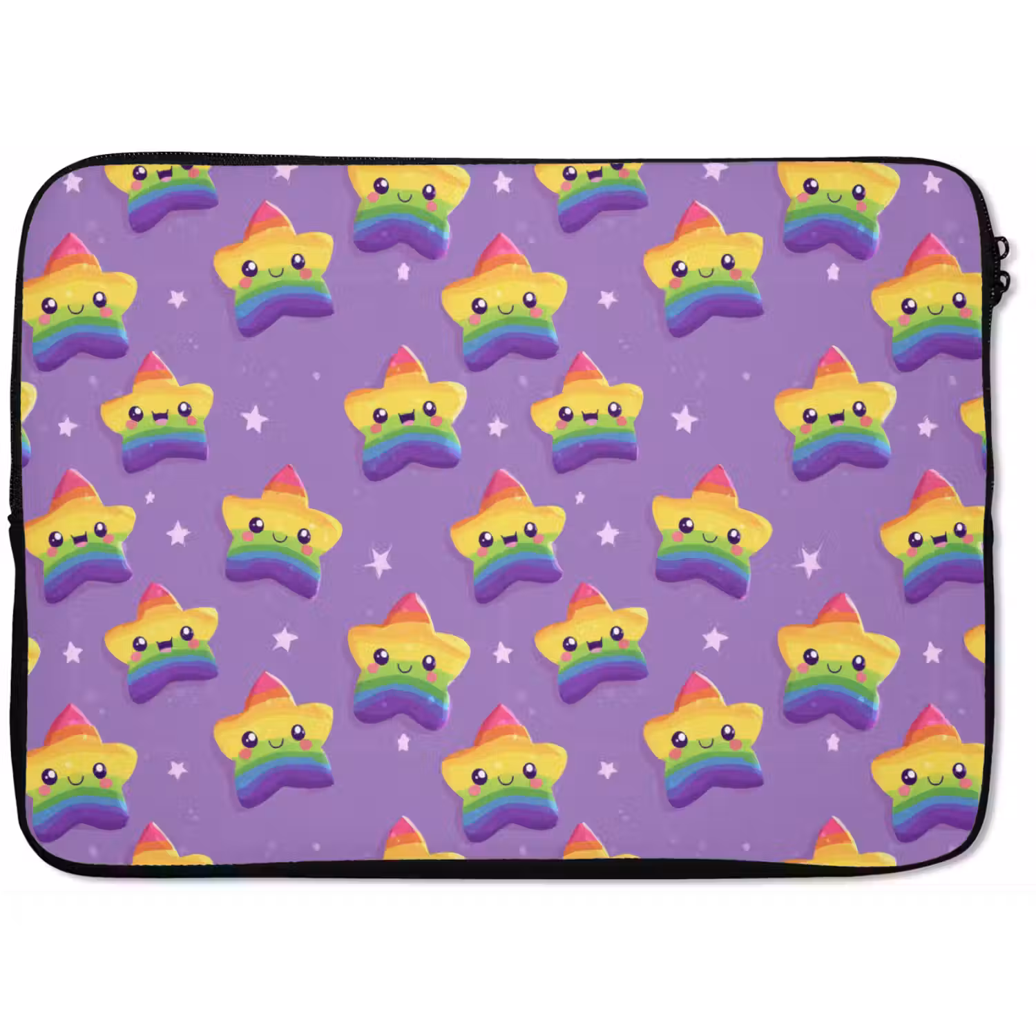Sterren - Regenboog - Paars laptophoes neopreen klein 279 -zkaufland3dotto
