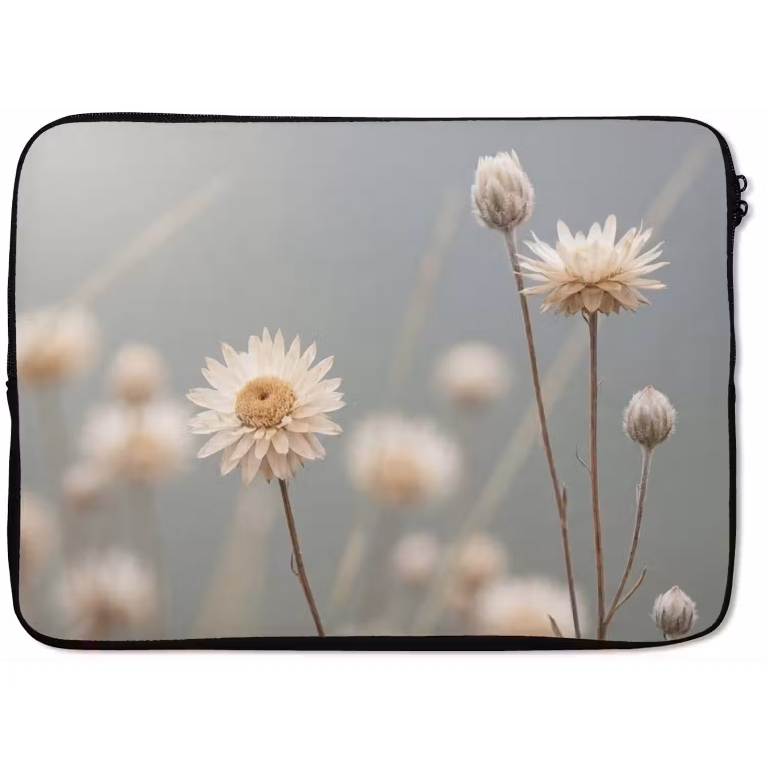 Strobloemen - Wit - Daglicht laptophoes neopreen klein -zkaufland3dotto