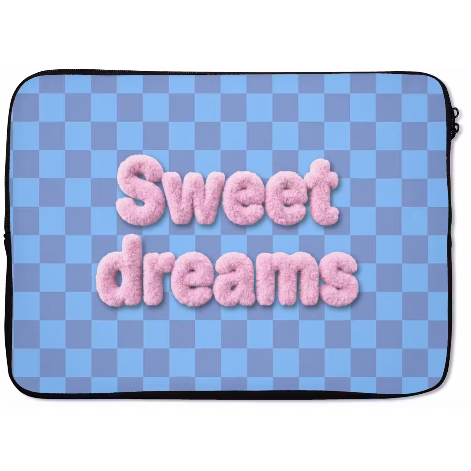 Sweet dreams - Vierkanten - Roze - Blauw laptophoes neopreen klein -zkaufland3dotto