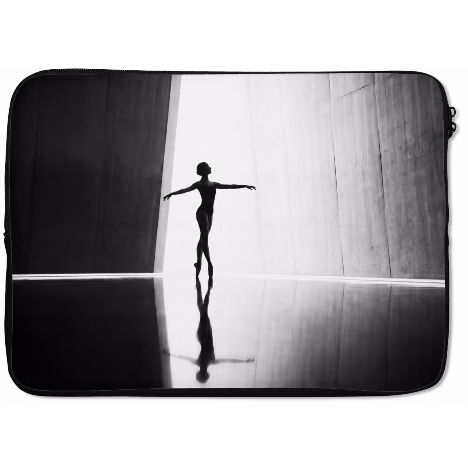 Danser - Silhouette - Kunst - Modern - Zwart-wit laptophoes neopreen klein -zkaufland3dotto