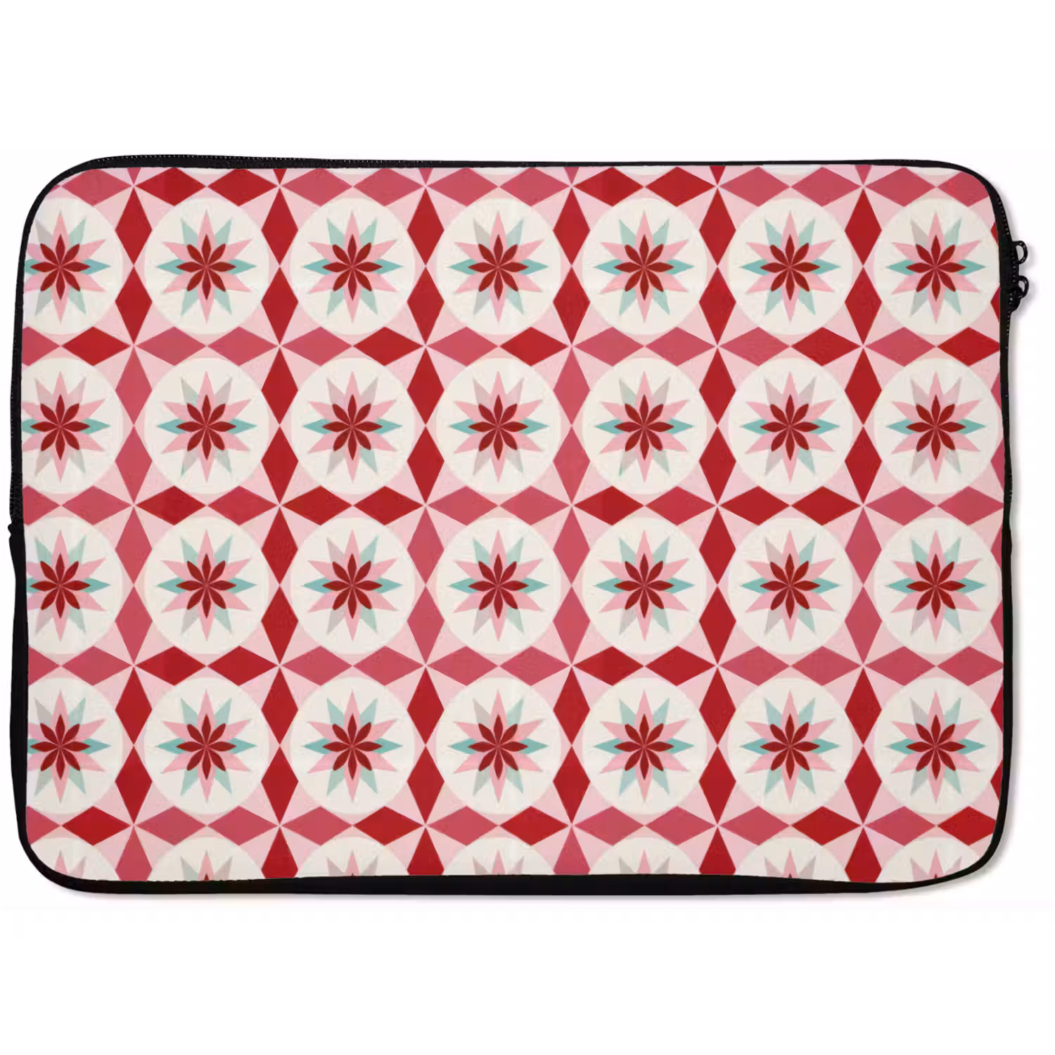 Tegelpatroon - Sterren - Retro - Roze - Mintgroen laptophoes neopreen klein 279 -zkaufland3dotto