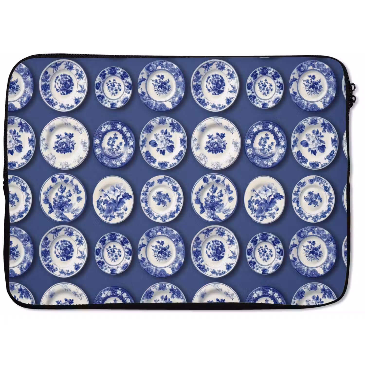Borden - Floraal - Blauw laptophoes neopreen klein 279 -zkaufland3dotto