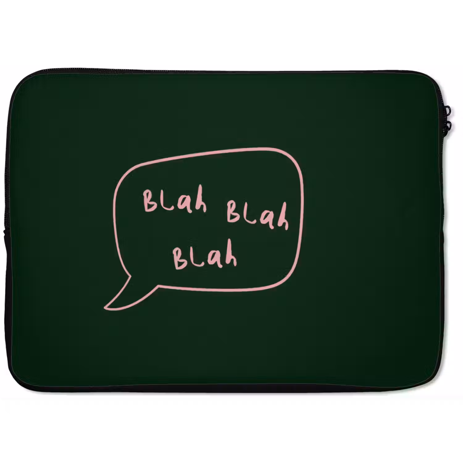 Tekstwolkje - Donkergroen - BLAH BLAH BLAH laptophoes neopreen klein -zkaufland3dotto