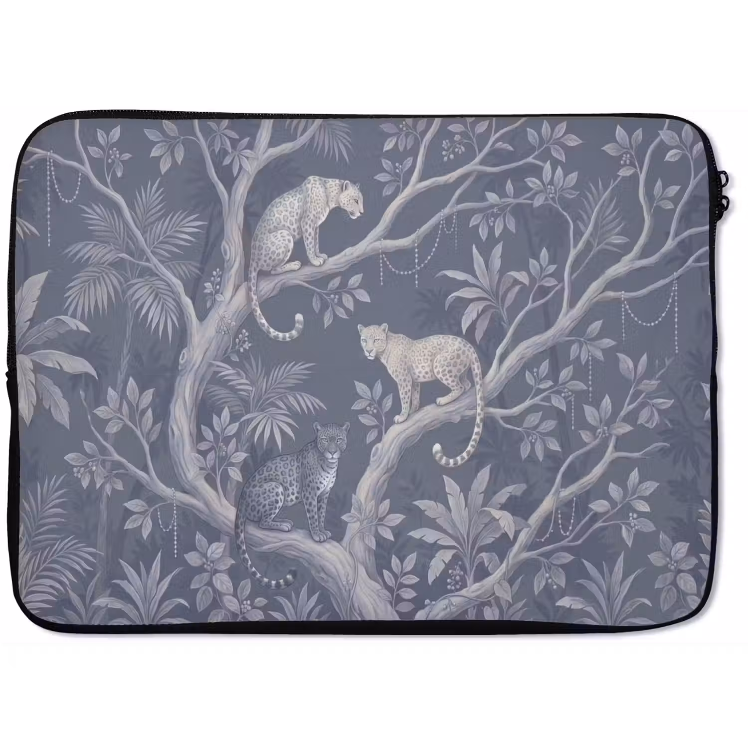 Dieren - Jungle - Illustratie - Bomen - Blauw laptophoes neopreen klein -zkaufland3dotto