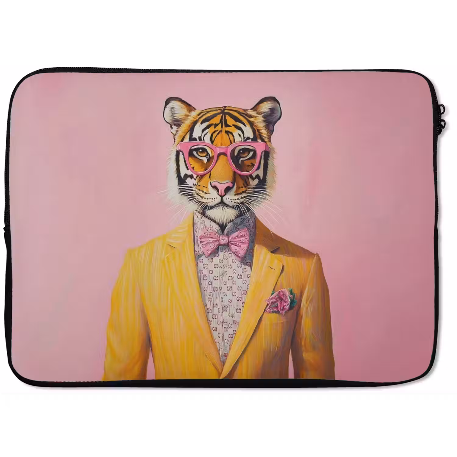 Tijger - Bril - Geel - Jasje laptophoes neopreen klein -zkaufland3dotto
