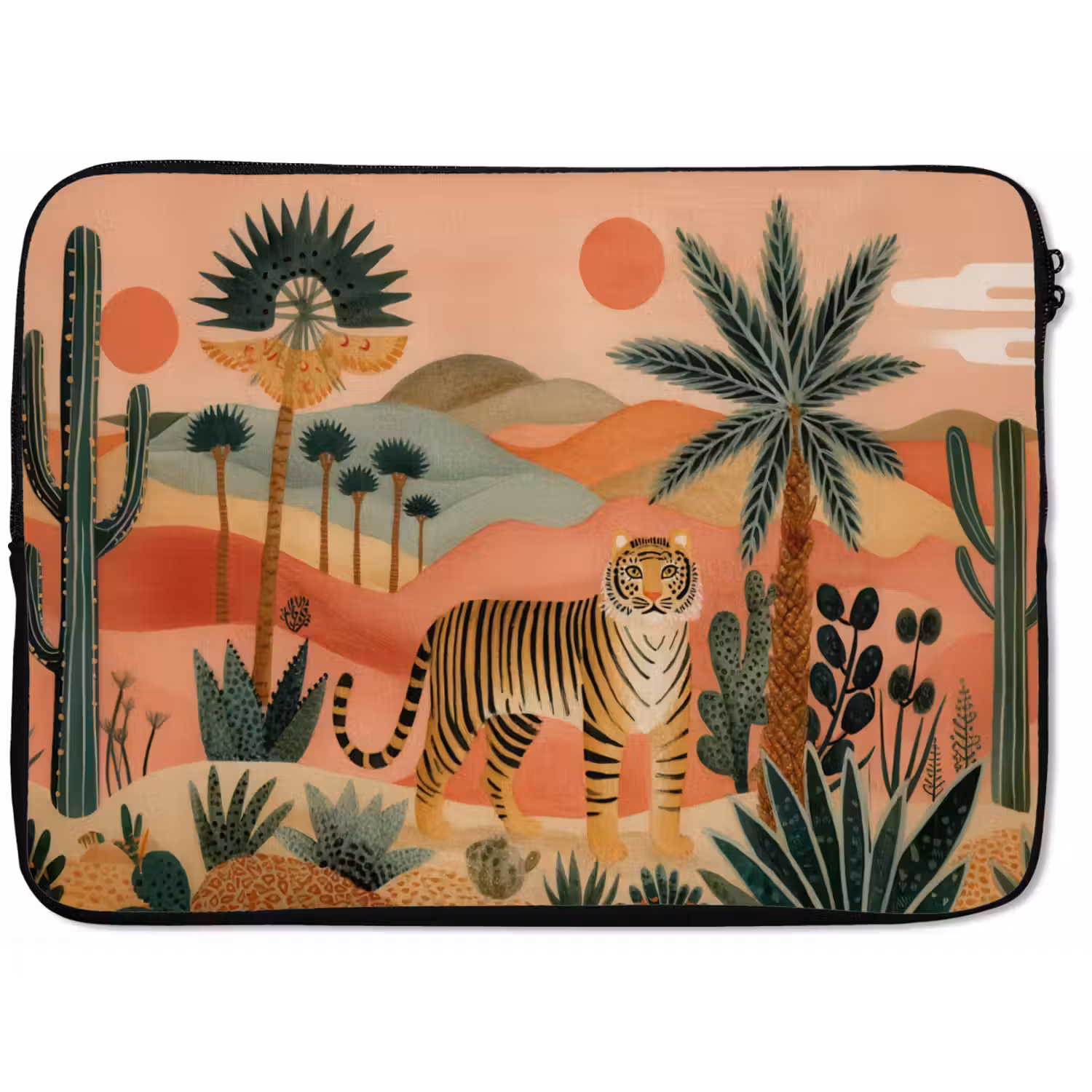 Tijger - Palmen - Cactus - Oranje laptophoes neopreen klein -zkaufland3dotto