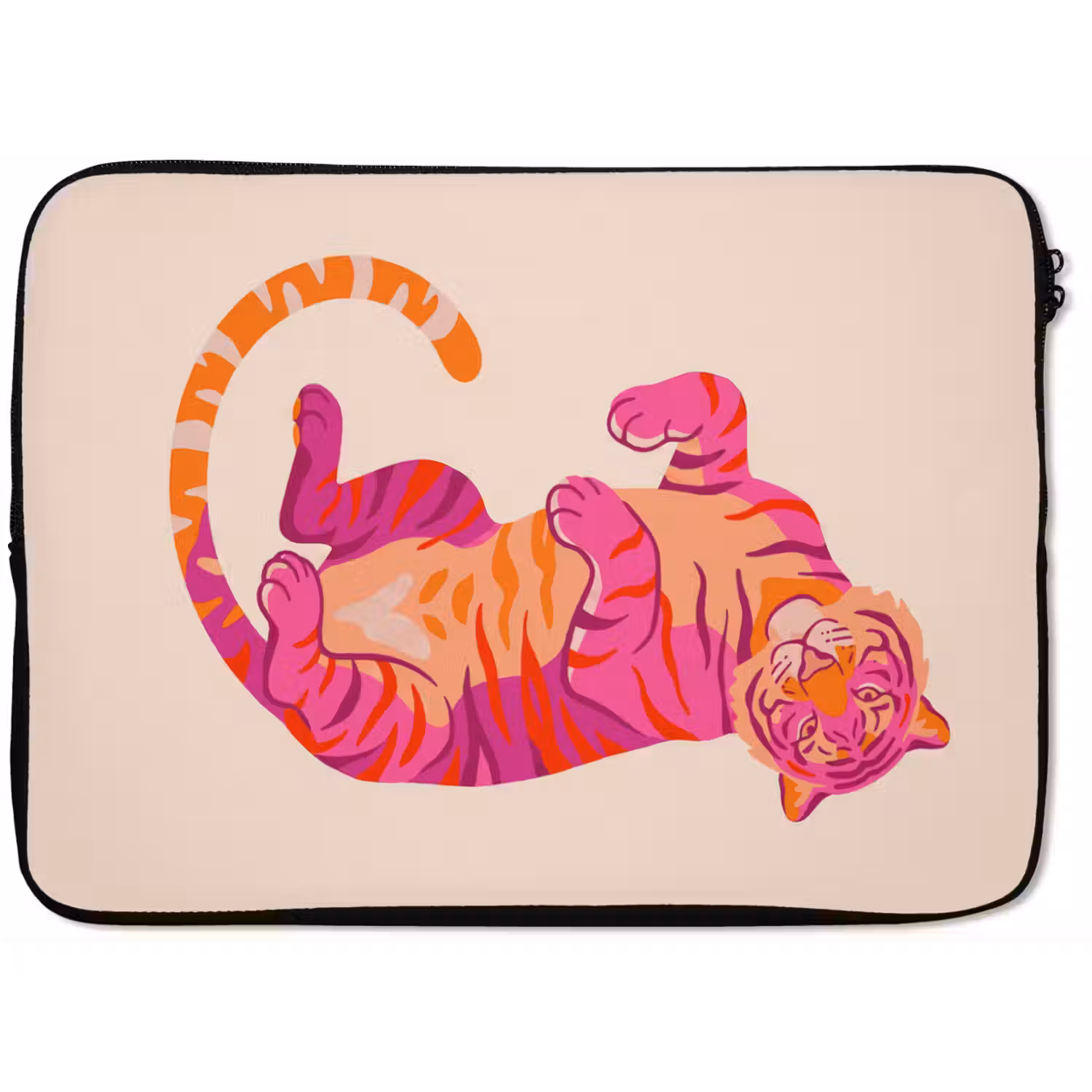 Tijger - Roze - Oranje laptophoes neopreen klein -zkaufland3dotto