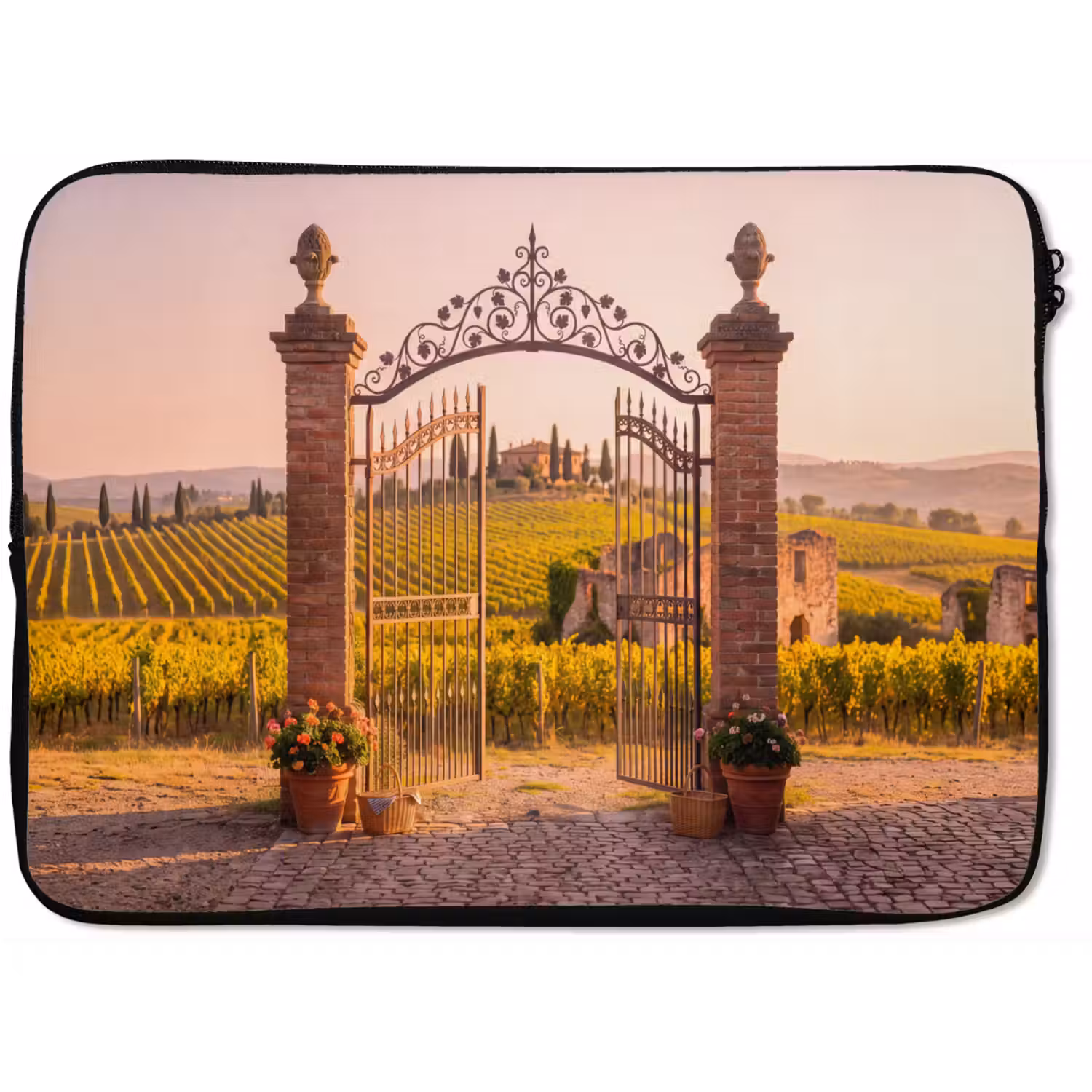 Poort - Landschap - Platteland - Zonlicht - Warm laptophoes neopreen klein -zkaufland3dotto