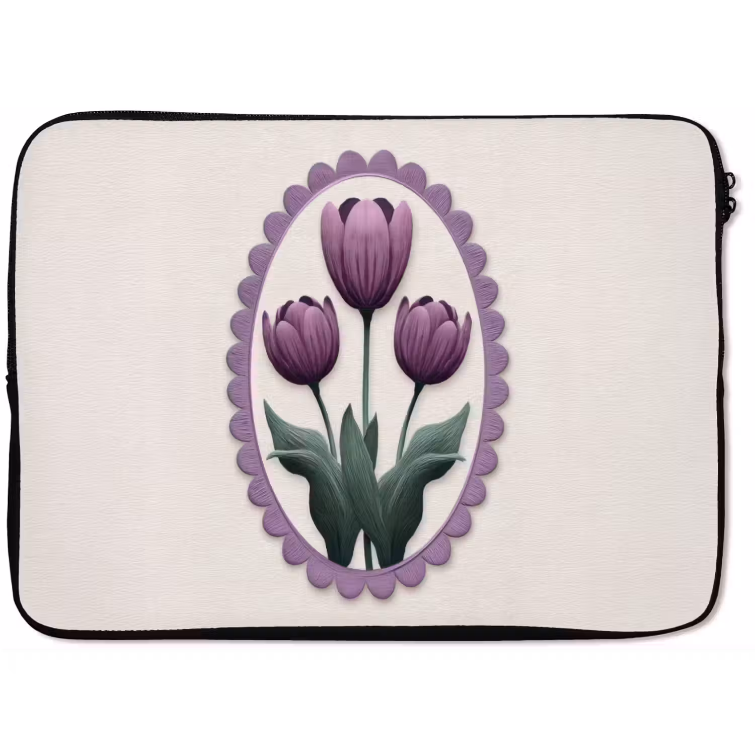 Tulpen - Paars - Lijst - Bladeren laptophoes neopreen klein -zkaufland3dotto