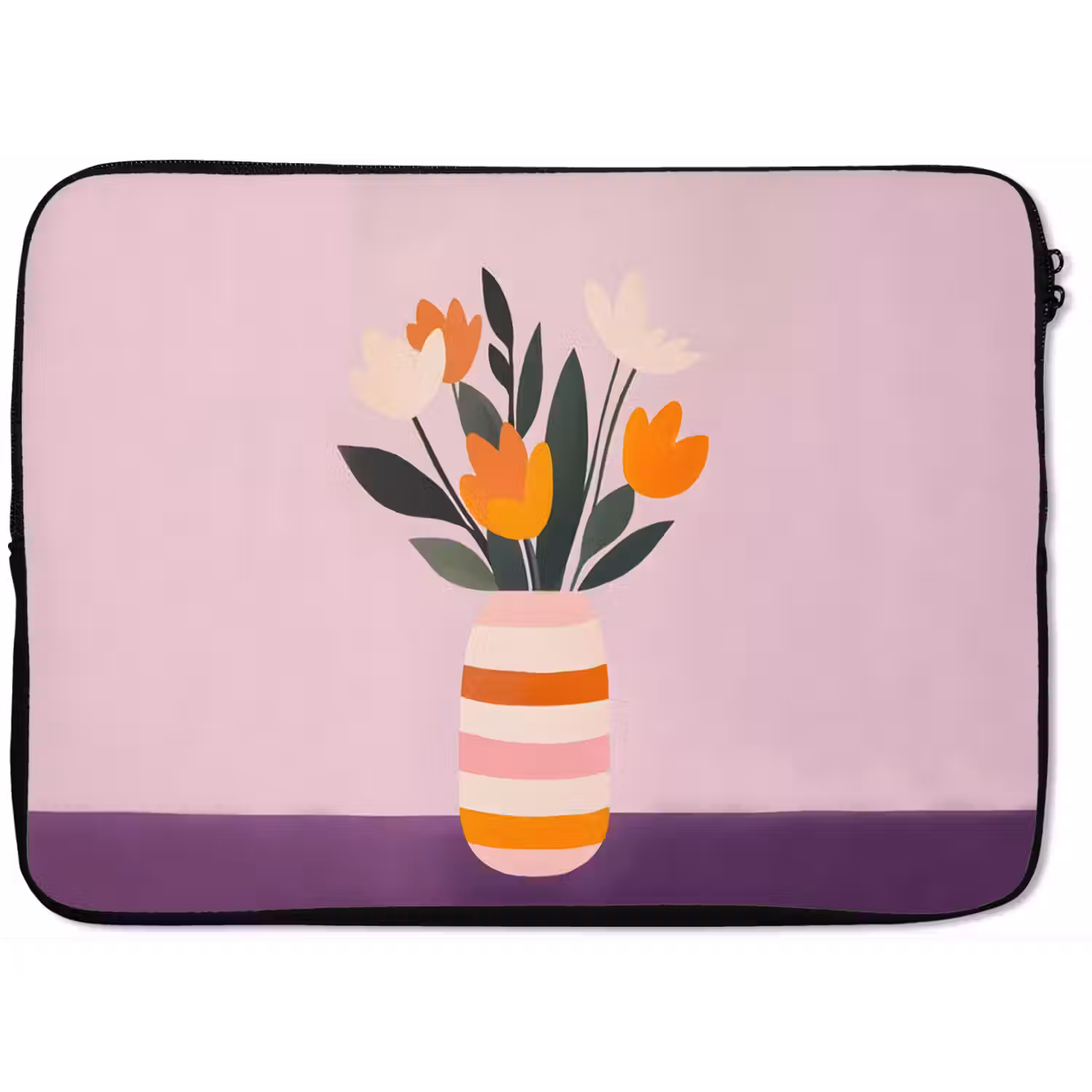 Tulpen - Vaas - Strepen - Paars laptophoes neopreen klein -zkaufland3dotto